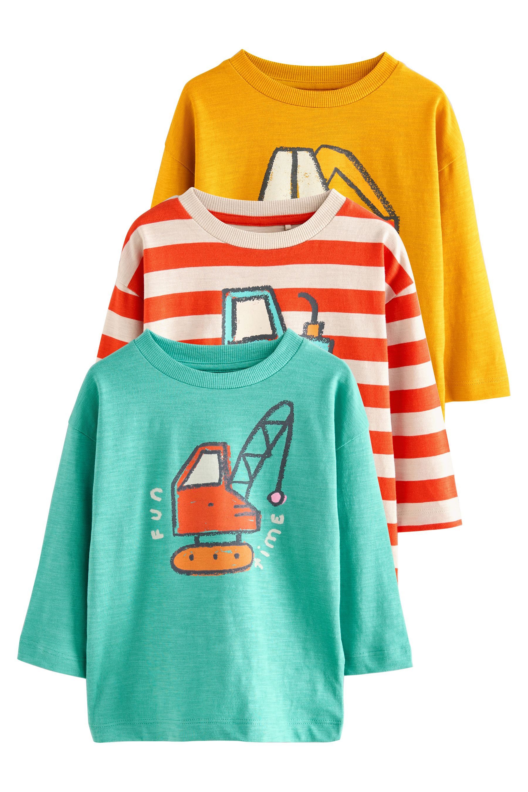 Next Langarmshirt 3er-Pack T-Shirts mit Grafik-Print günstig online kaufen