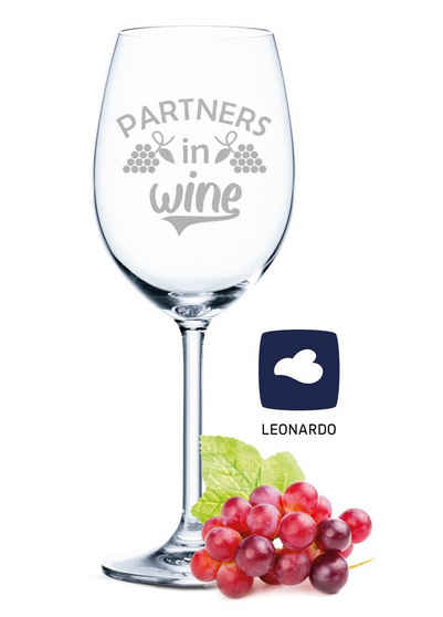 GRAVURZEILE Rotweinglas Leonardo Weinglas mit Gravur - Partners in Wine, Glas, lustiges, graviertes Geschenk für Partner, Freunde & Familie