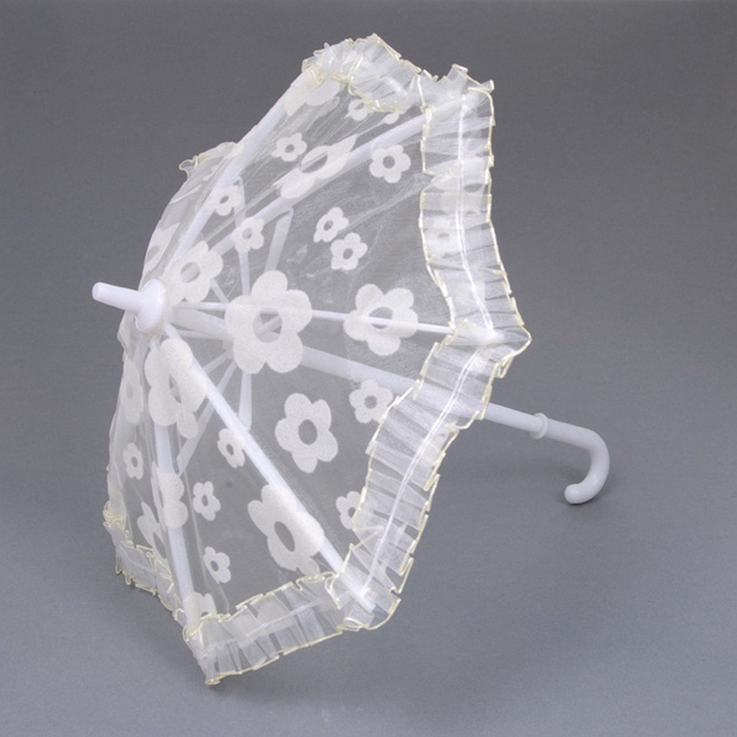 Deko AS Dekoobjekt Dekoschirm aus Organza - creme - 27 cm - 1 VE = 6 Stück - 71124 (6 St., 1 VE = 6 Stück), mit Rüschenrand