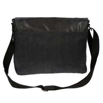 Christian Wippermann Umhängetasche Messenger Bag Herren Damen Umhängetasche Tasche Canvas, mit Überschlag Schwarz