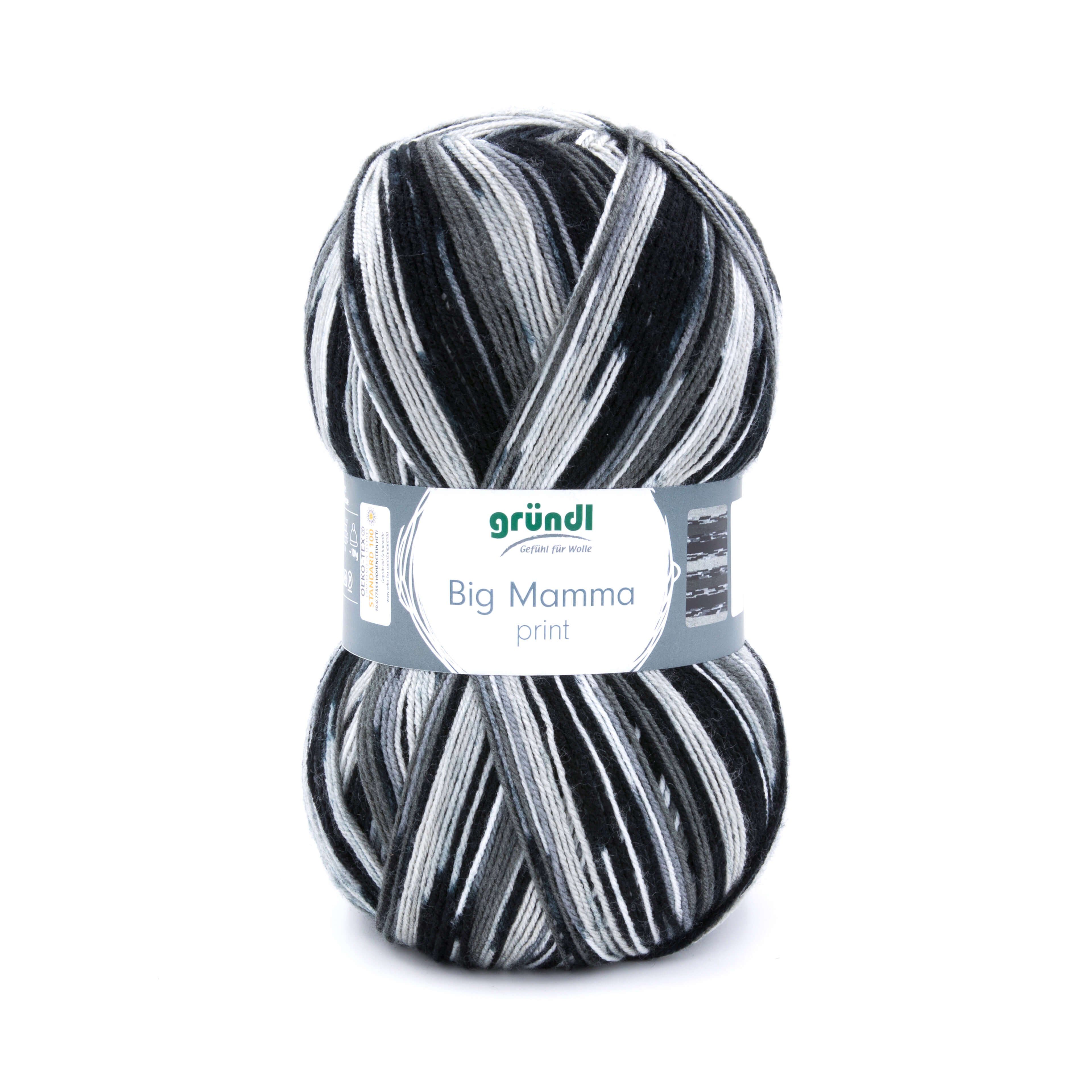 Gründl Wolle 400g Big Mamma Print Großknäuel Strickgarn Häkelwolle, 1040,00 m (Wolle zum Stricken und Häkeln, Strickwolle Handarbeitsgarn, Handstrickgarn), Wolle ohne Schurwolle