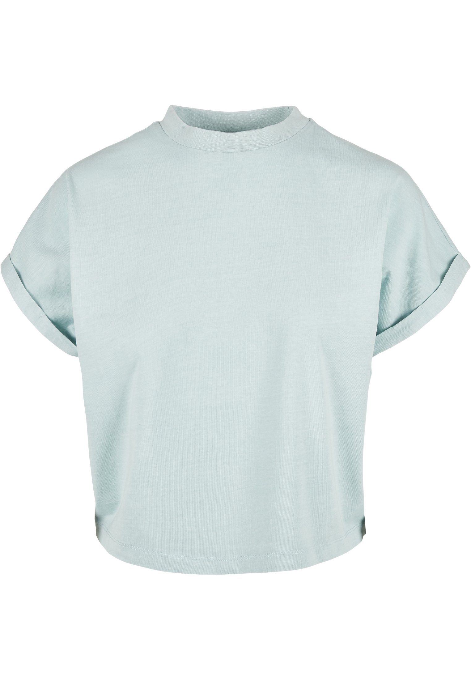 URBAN CLASSICS Strandshirt Damen (1-tlg) Cut Tee Pigment On Dye Sleeve seablue Ladies Short