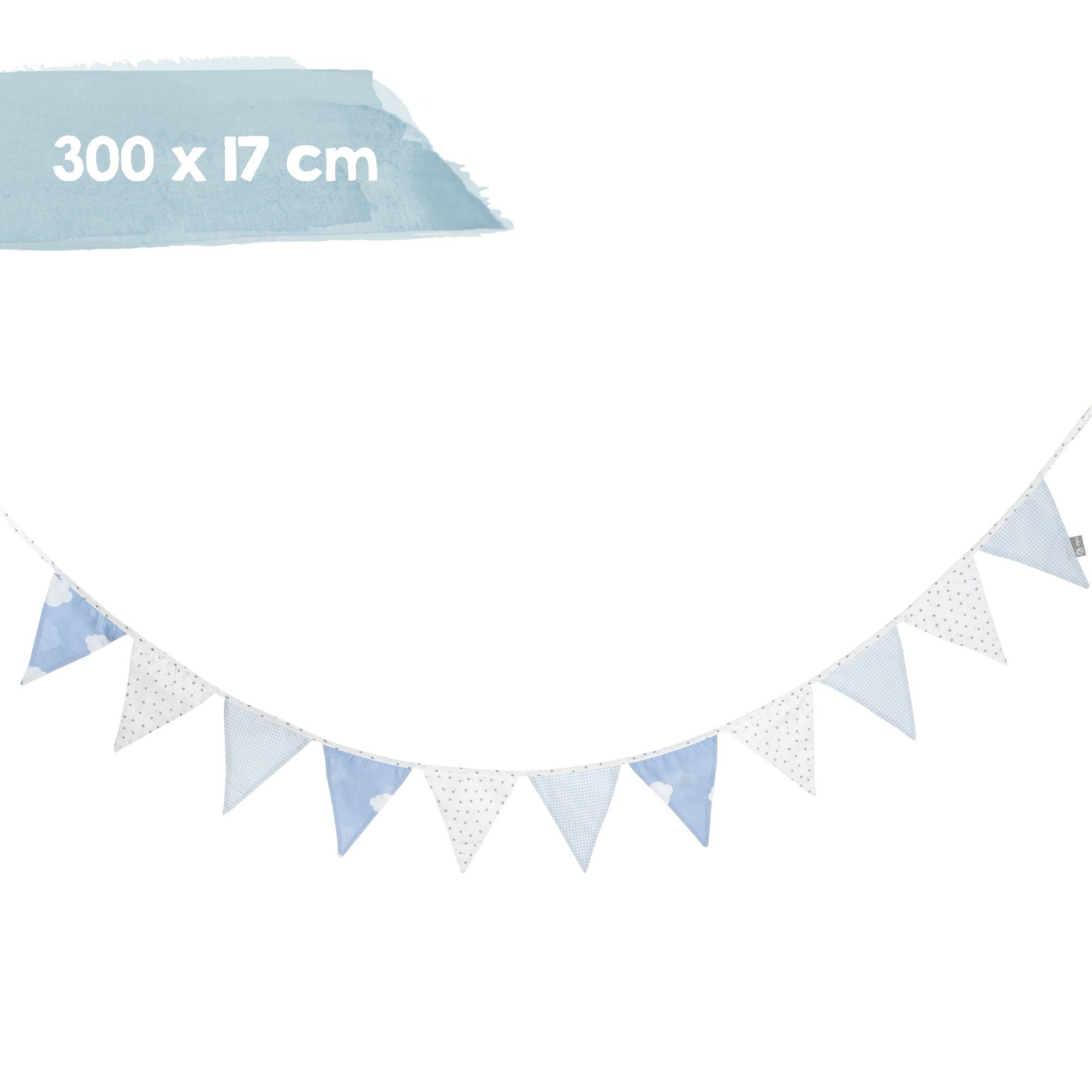 roba® Wimpelkette 12 Wimpel (2m), Länge Kette 3m, Baby- & Kinderzimmer