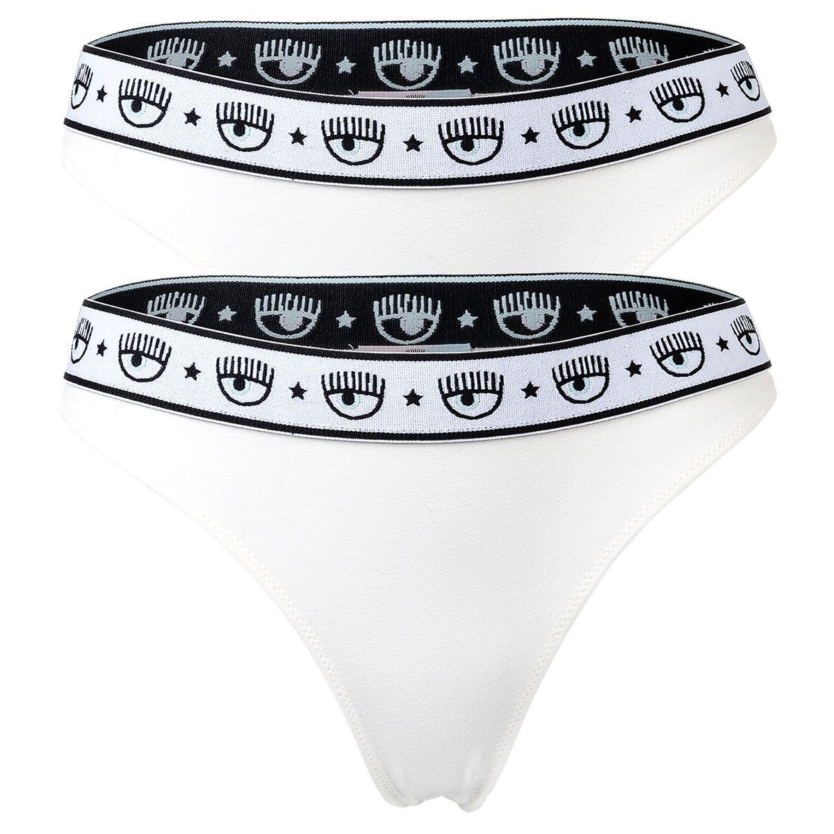 CHIARA FERRAGNI Slip Damen String 2er Pack - Brief, Cotton Stretch Weiß