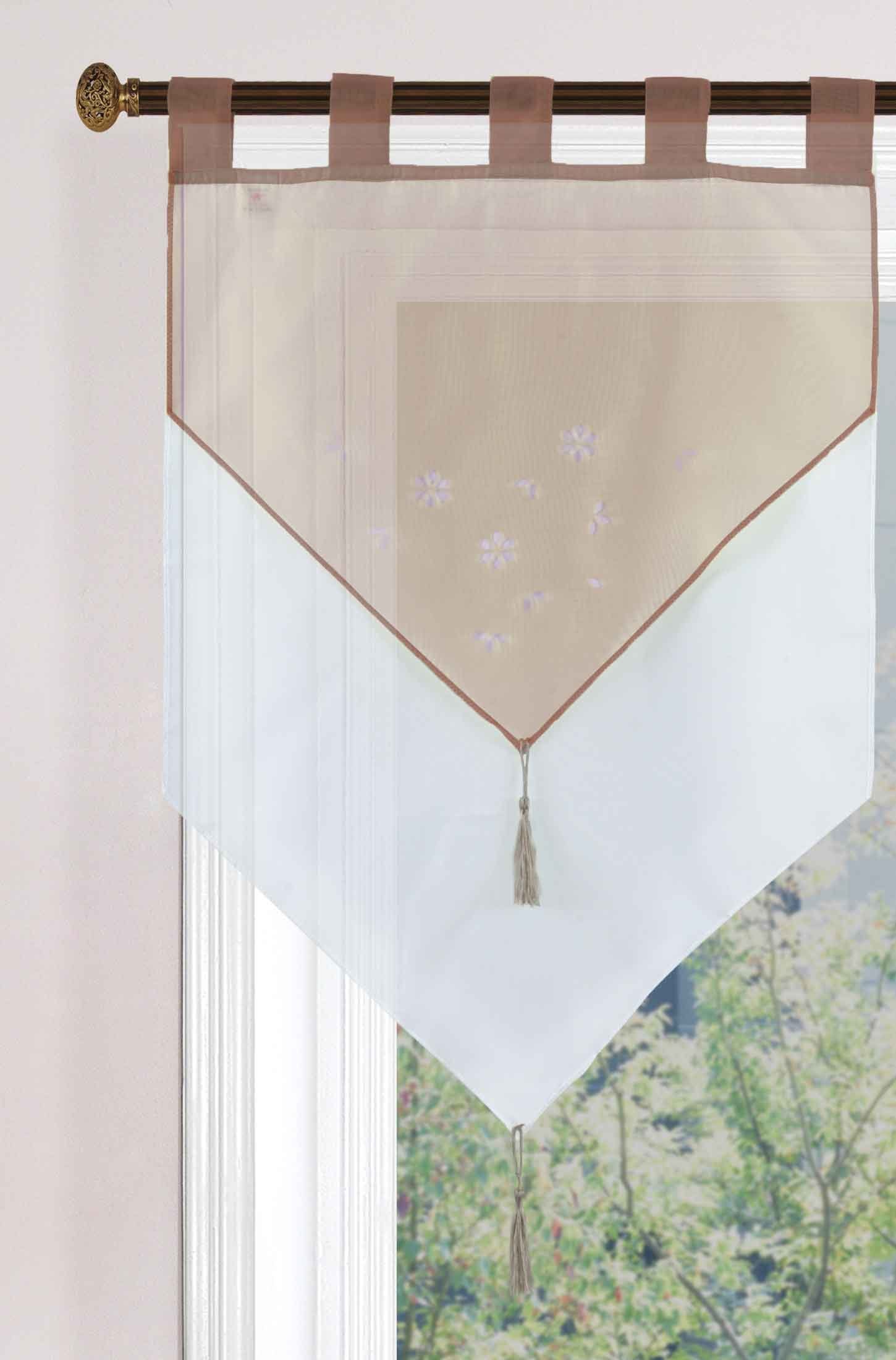 Scheibengardine, Gardinenbox, Schlaufen (1 St), transparent, Voile, Zweilagig Scheibenhänger Panneaux Bistrogardine Taupe