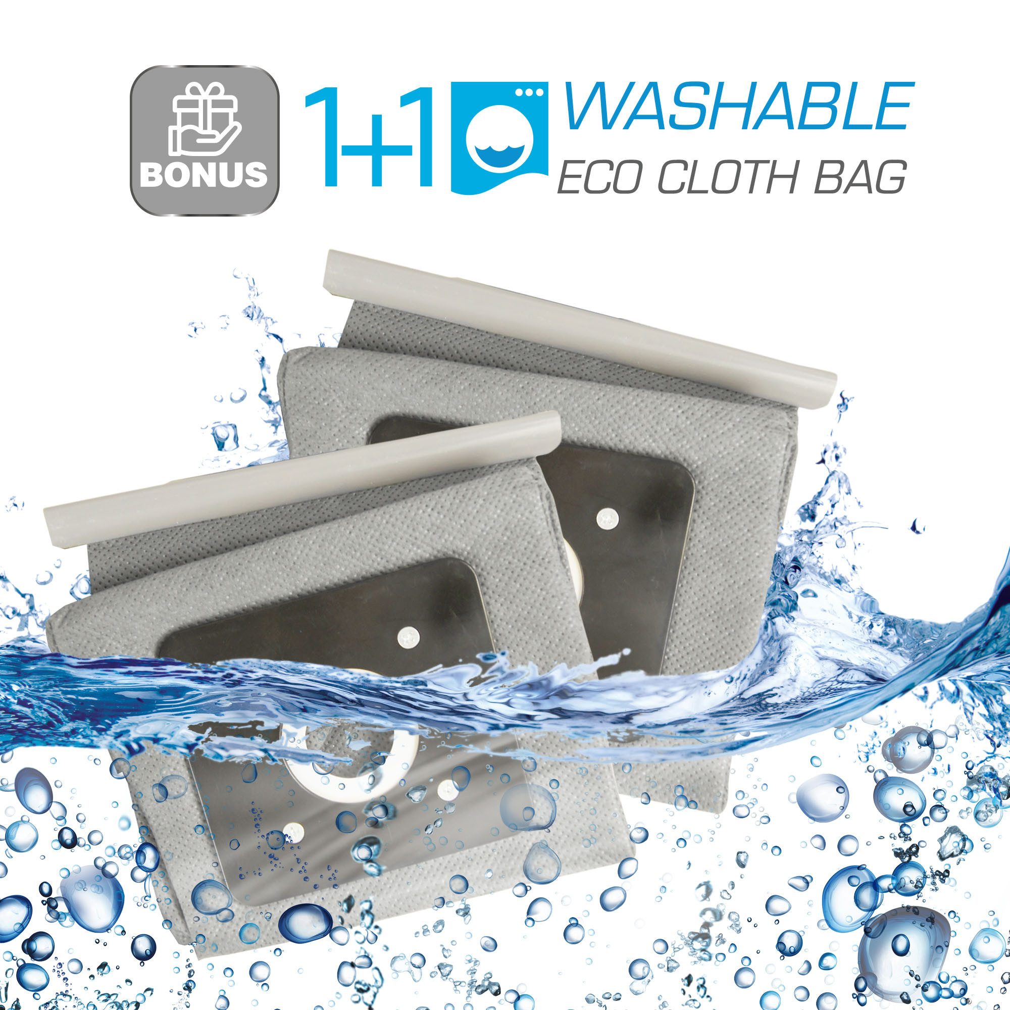 TurboTronic by Z-Line Staubsaugerbeutel Ersatz Dauerbeutel Turbo Tronic CV09, 2L Fassungsvermögen, waschbar