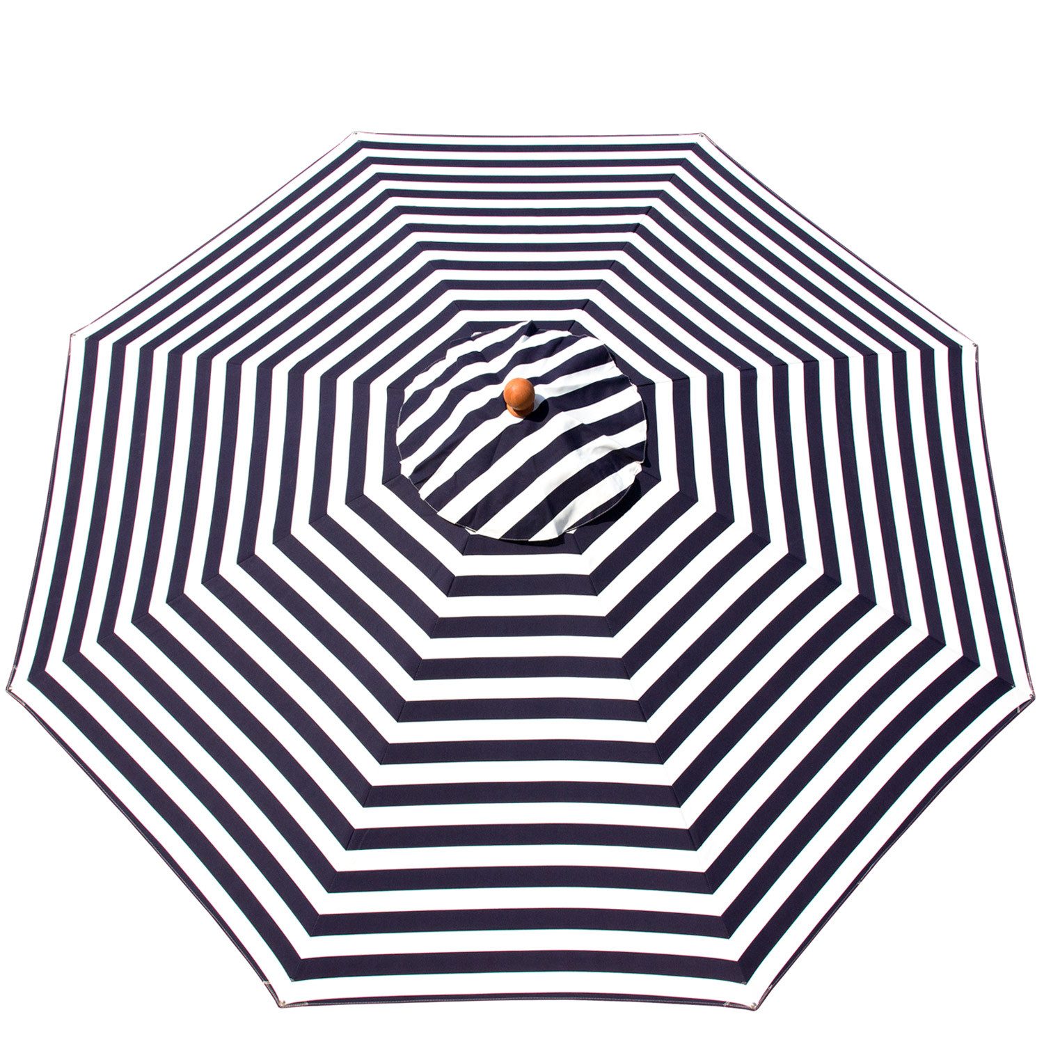 anndora-sonnenschirm Balkonschirm 3,5 Meter rund blau weiß gestreift, doppeltes Seilzugsystem - witterungsbeständiger Stoff