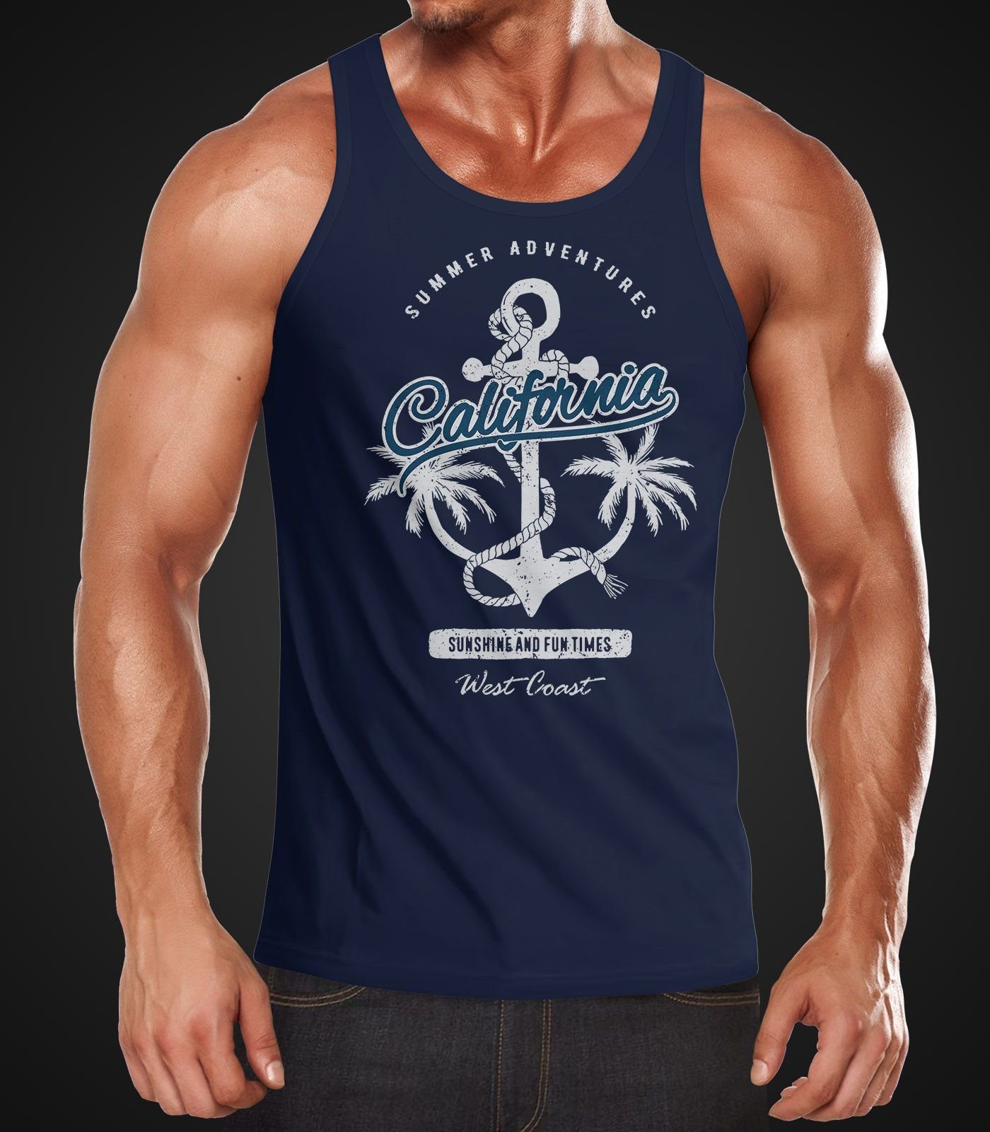 Neverless Tanktop Herren Tank-Top Anker Palmen günstig online kaufen