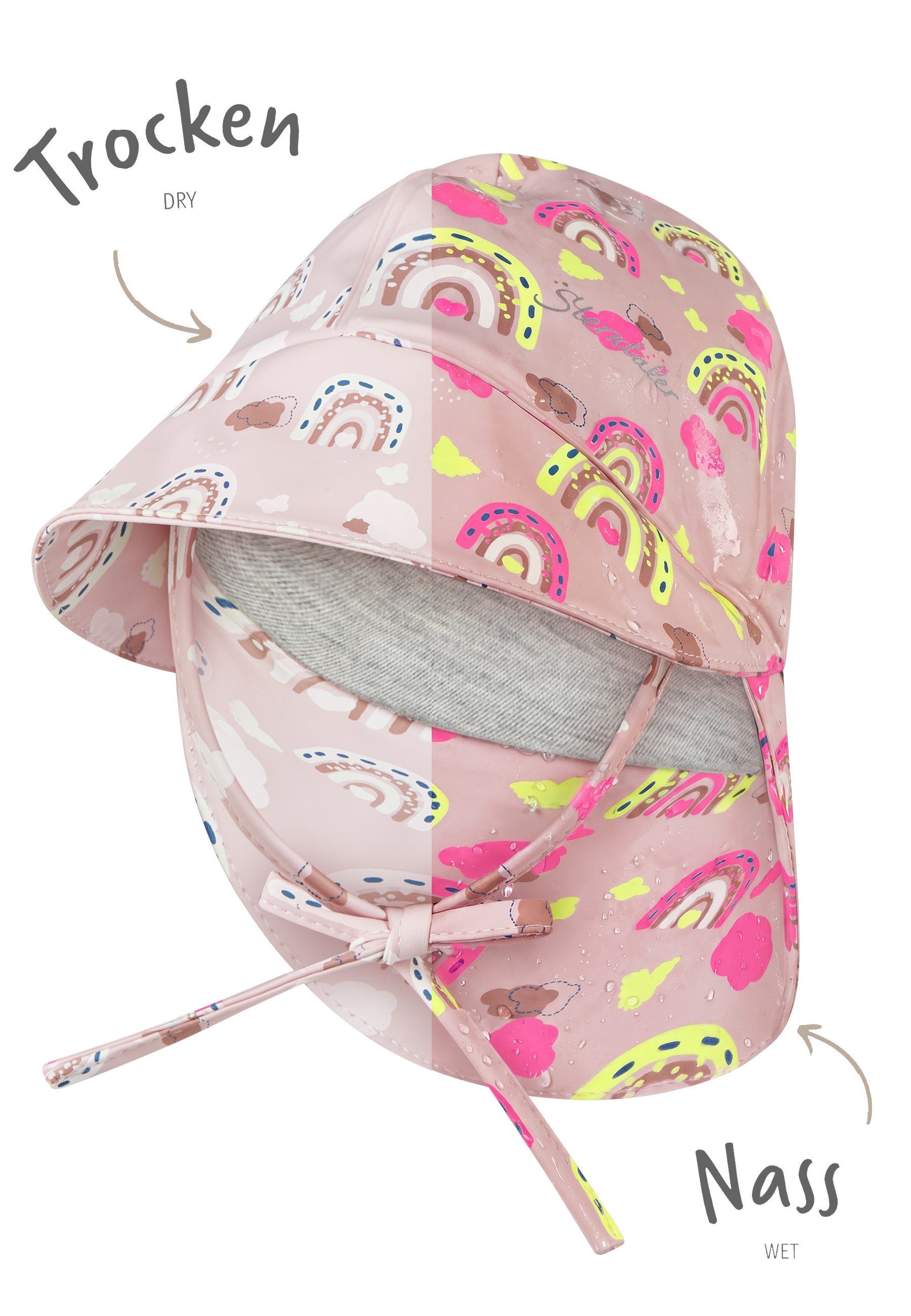 Sterntaler® Sonnenhut Farbwechsel Regenhut Regenbogen (1-St) Wasserdichter Regenhut mit Farbwechsel und Jerseyfutter – Bild 3 von 5