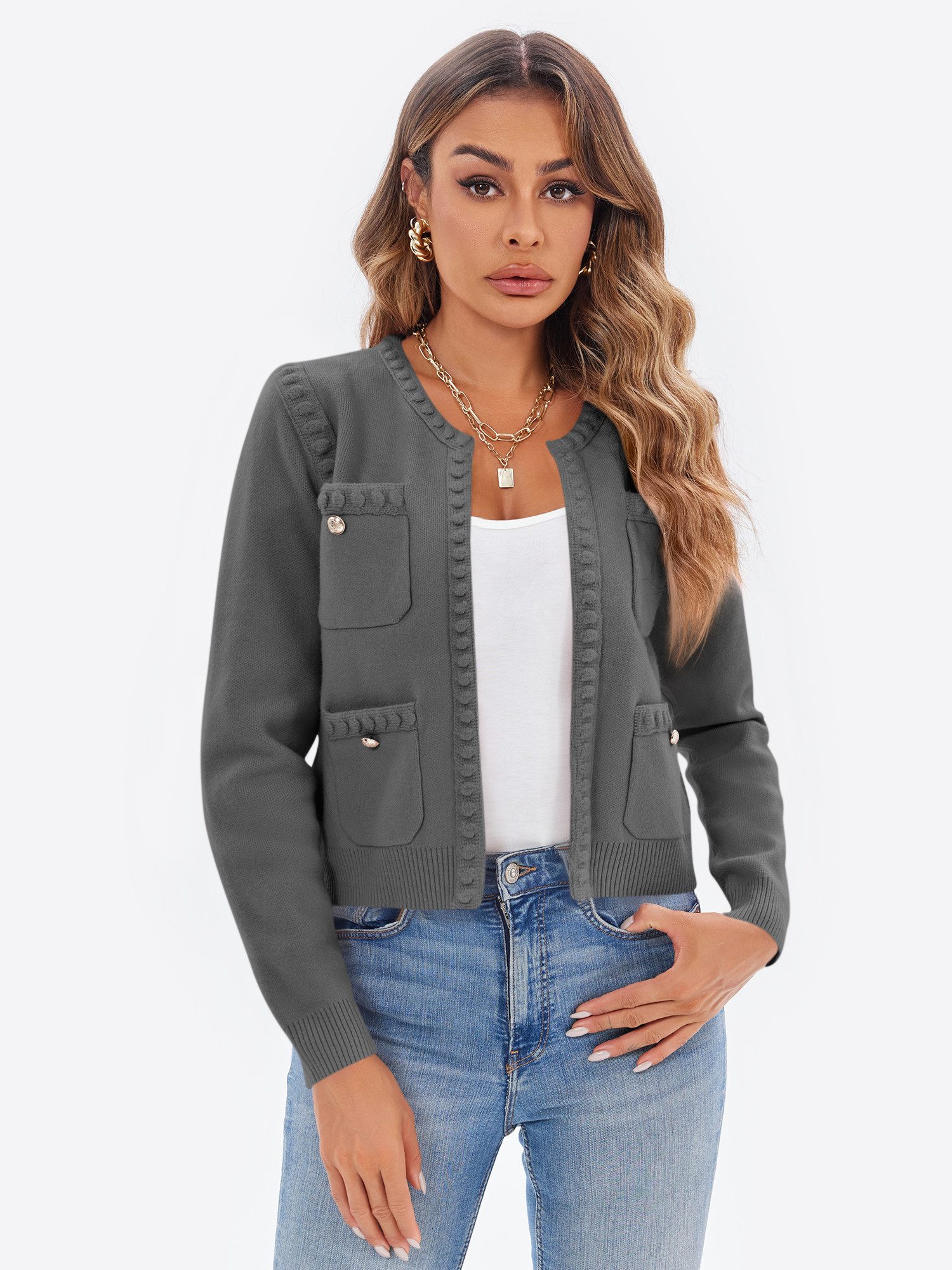 Imily Bela Cardigan Lässige Damen Strick Kurzjacke (Packung, 1-tlg., 1per-P günstig online kaufen