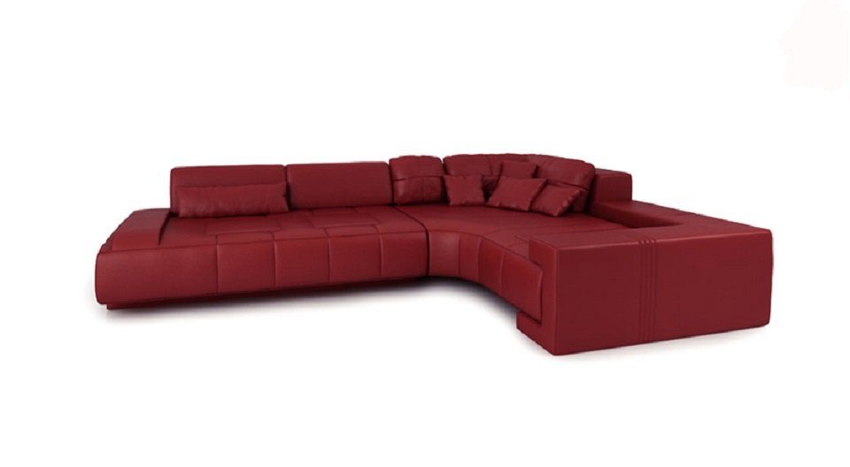 Ecksofa Wohnlandschaft Leder Ledersofa Sofa L-Form Couch Rot Modern JVmoebel Ecke