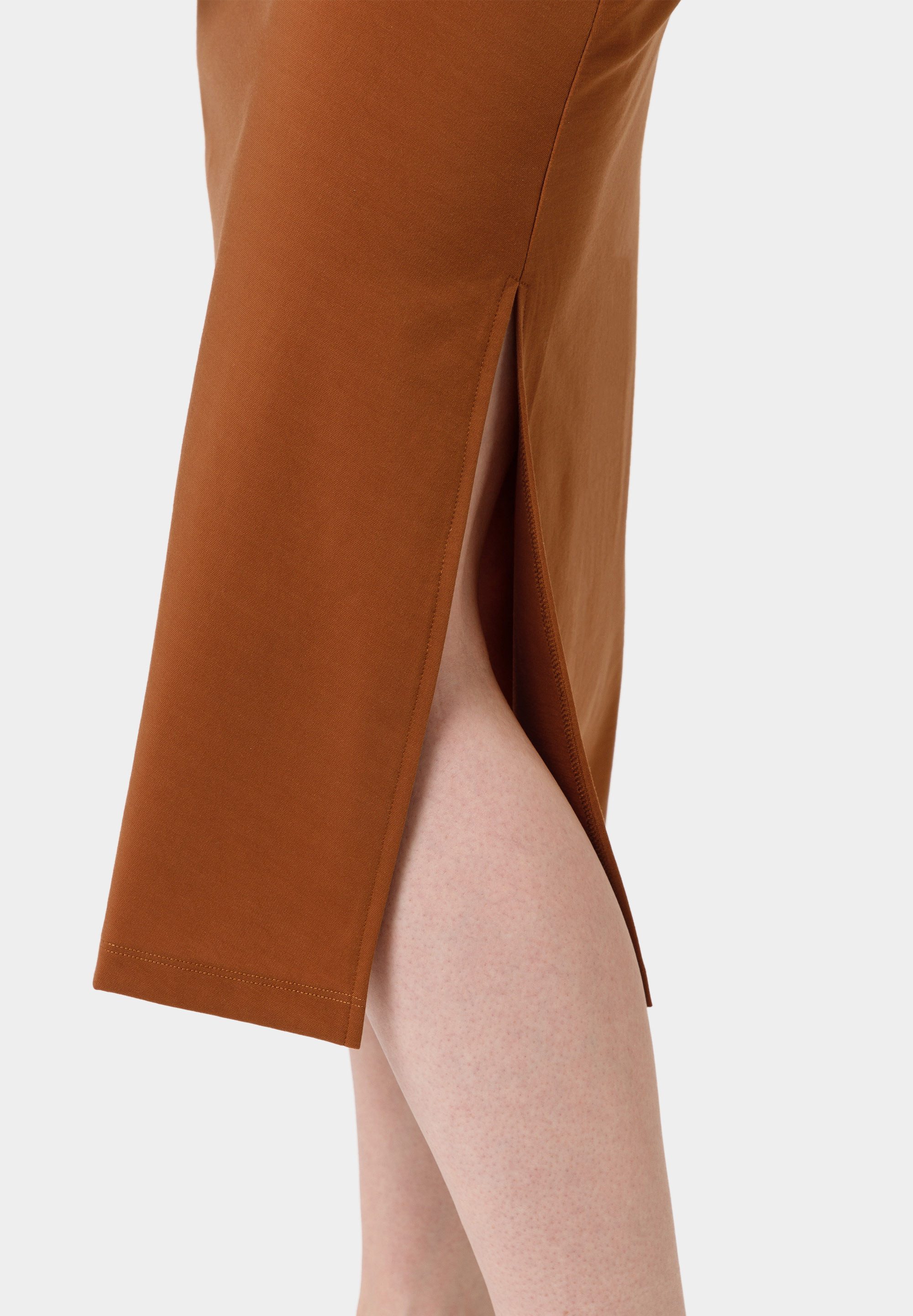 Les Lunes Midikleid REMMI Dress Midi Jersey Gathering Jersey Kleid, Schlitz, Raffung, Midi, Slim Fit, Occasion