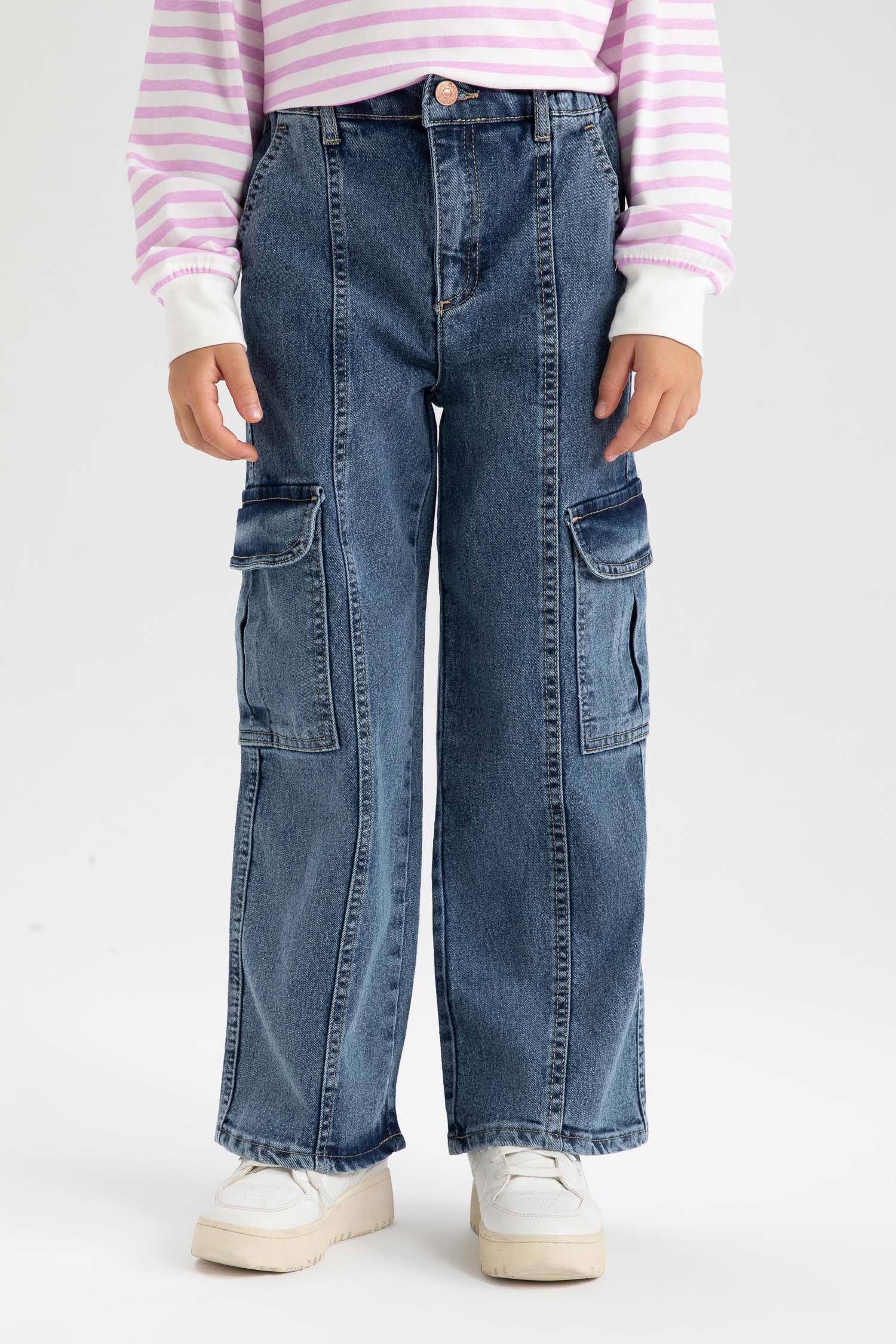 WIDELEG Jeans Mädchen Weite Jeans DeFacto Weite CARGO
