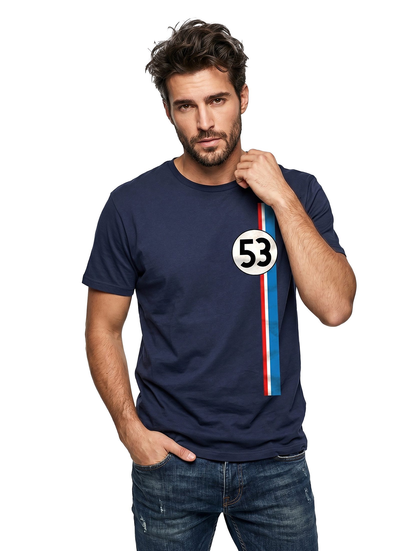 MAKAYA Print-Shirt Herren Geschenke für Autoliebhaber 53 Tuning Motiv Retro Vintage Auto