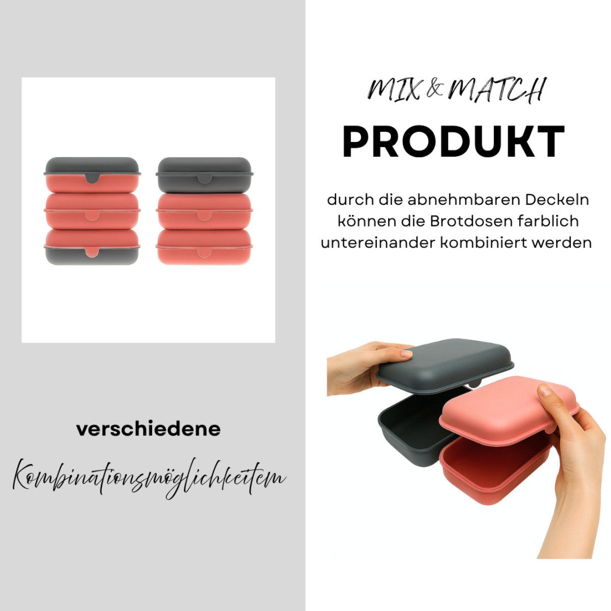 COFI 1453 Lunchbox Brotdosen 3er-Set Frühstücksbox spülmaschinenfest, stapelbar, 1000 ml, Kunststoff, (3-tlg., 3er Set), Made in Germany