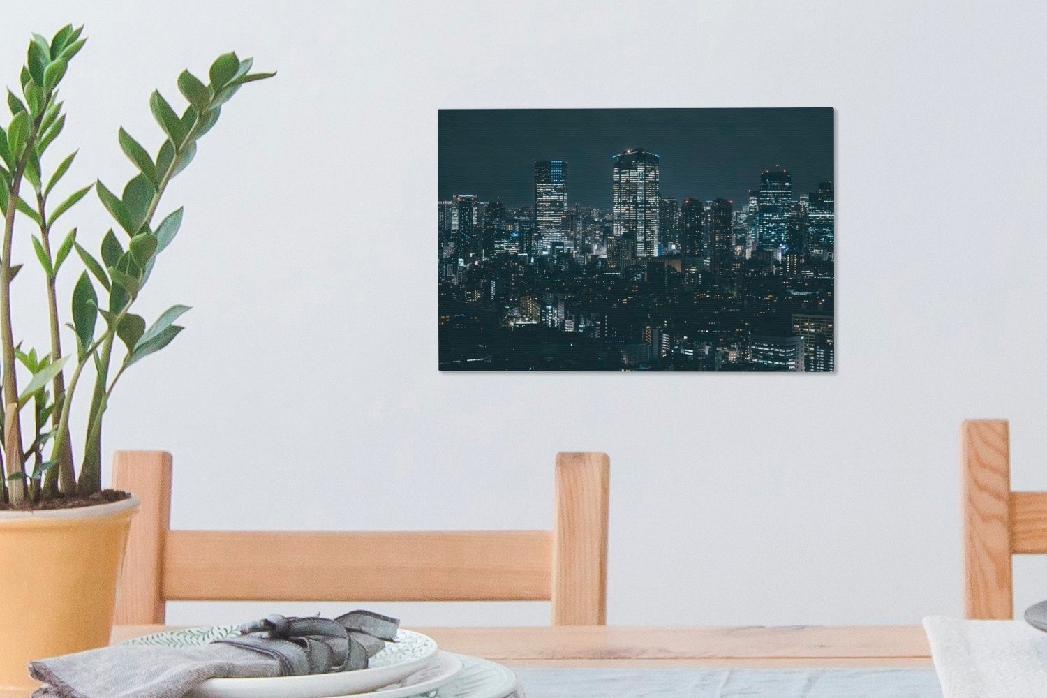 Wandbild OneMillionCanvasses® Tokio Leinwandbild Wanddeko, Japan Skyline in (1 cm Die Nacht, 30x20 St), Leinwandbilder, bei schöne Aufhängefertig, von