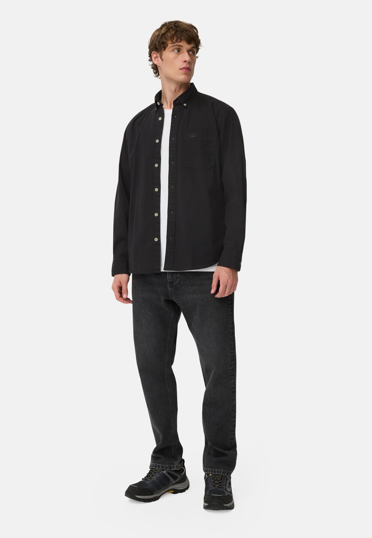 camel active Langarmhemd mit Button-Down Kragen Langarm Button-Down