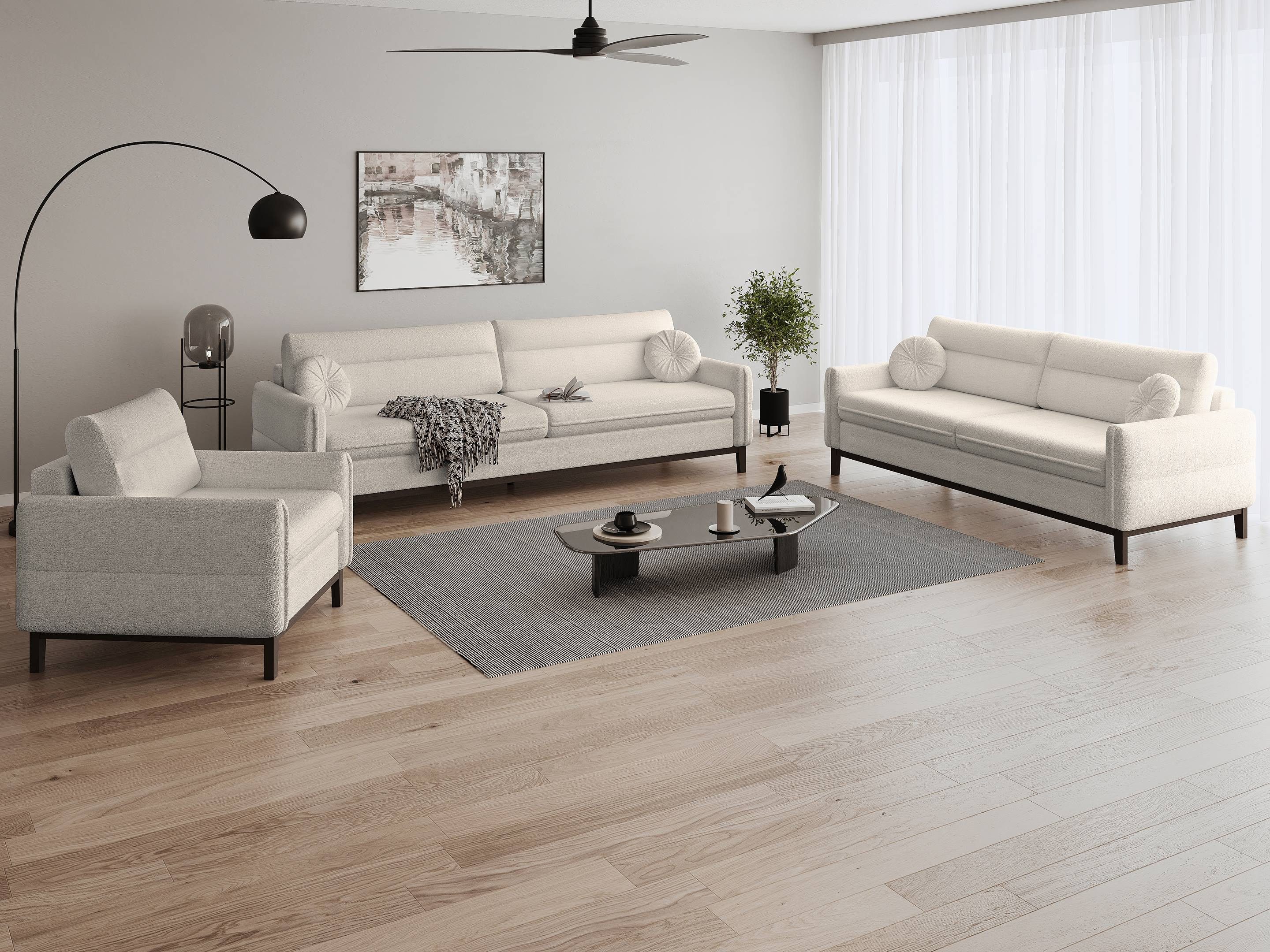 Beautysofa Polstergarnitur in modischer Bouclé-Qualität Belweder günstig online kaufen