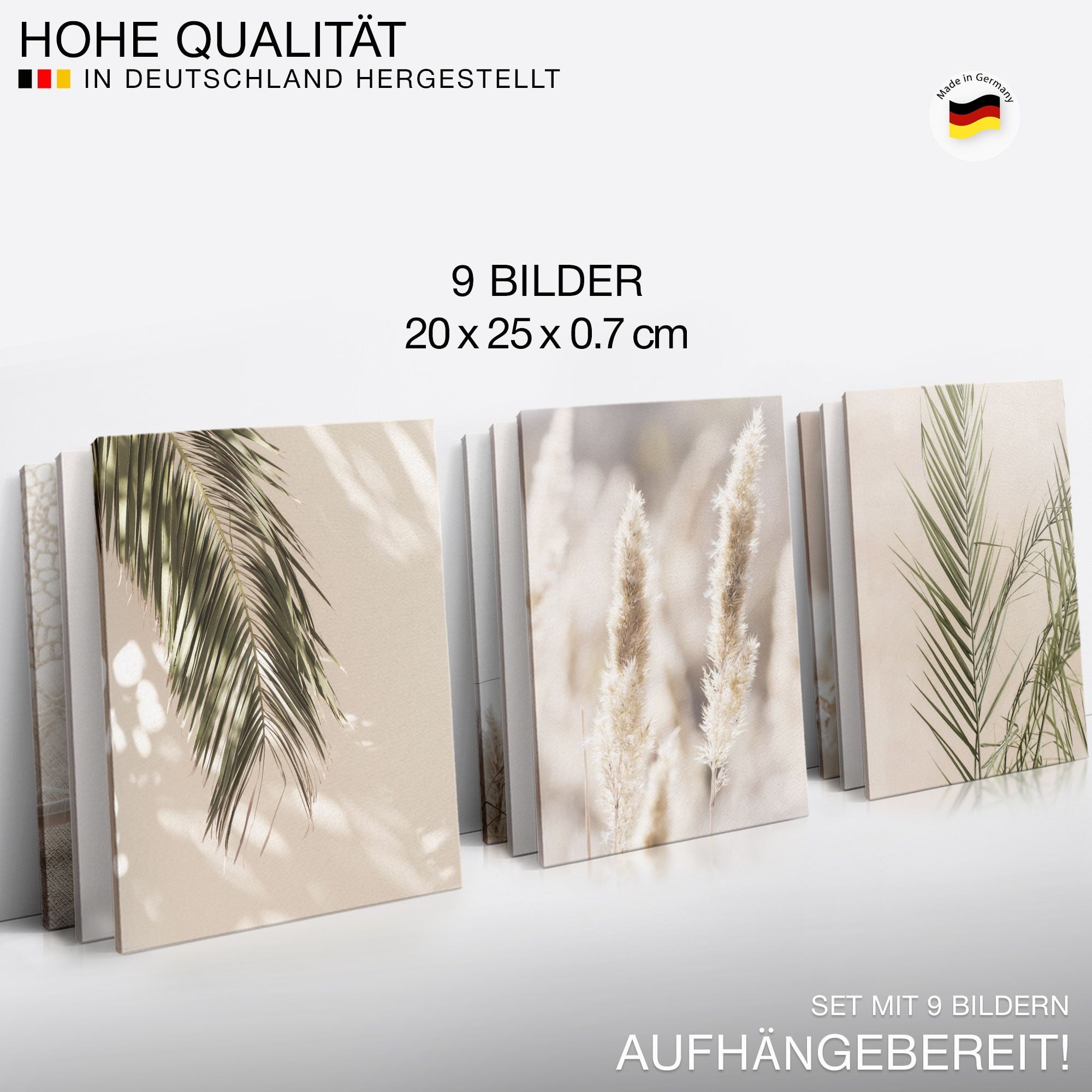 Novart Wandbild Boho Natur Wohnzimmer Schlafzimmer AUFHÄNGFERTIG, Love 9 Bilder 20x25 cm – Bild 3 von 5