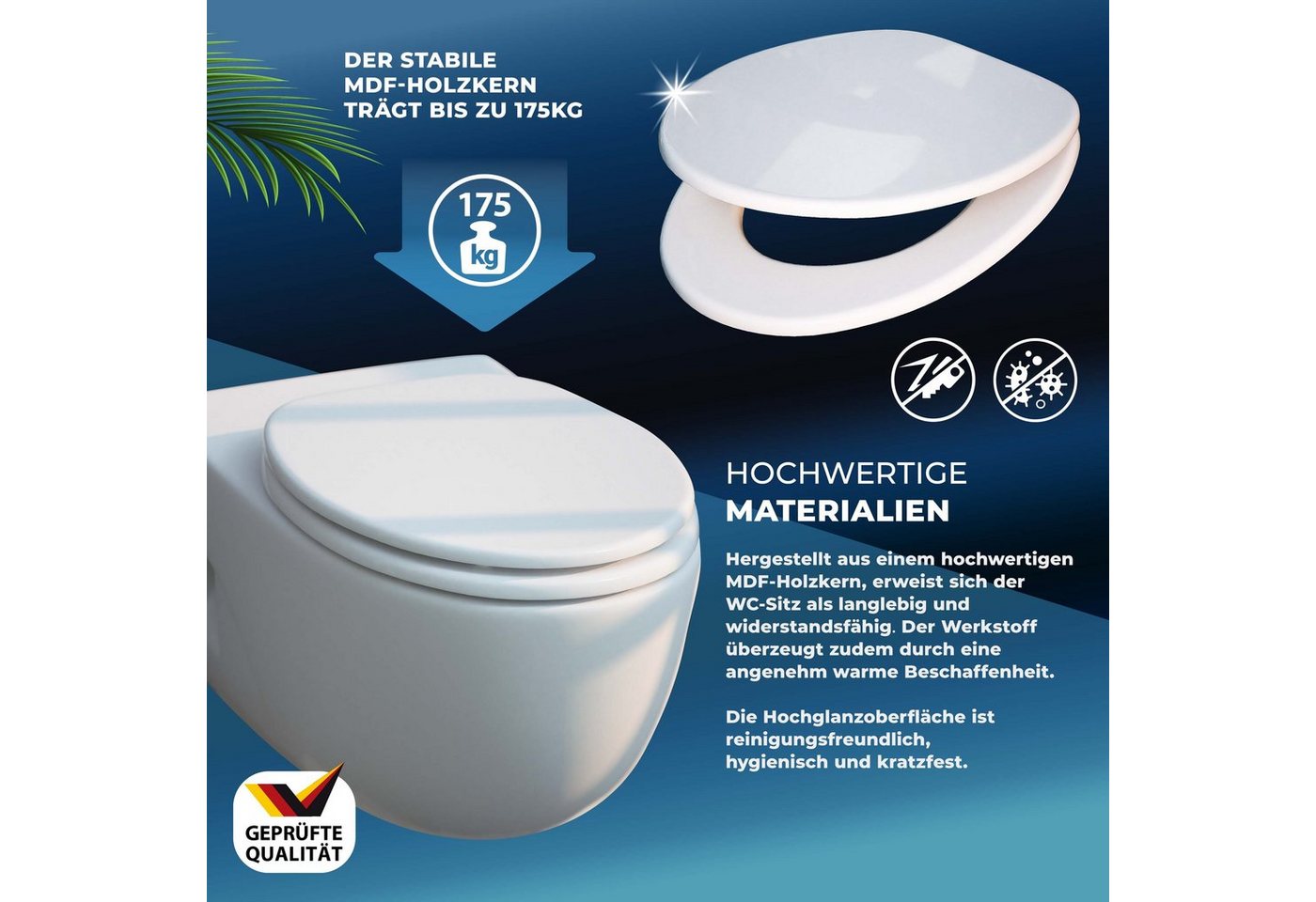 Thumbnail - Casaria WC-Sitz, Doppelte Absenkautomatik MDF Holz hygienisch Toilettensitz Klobrille