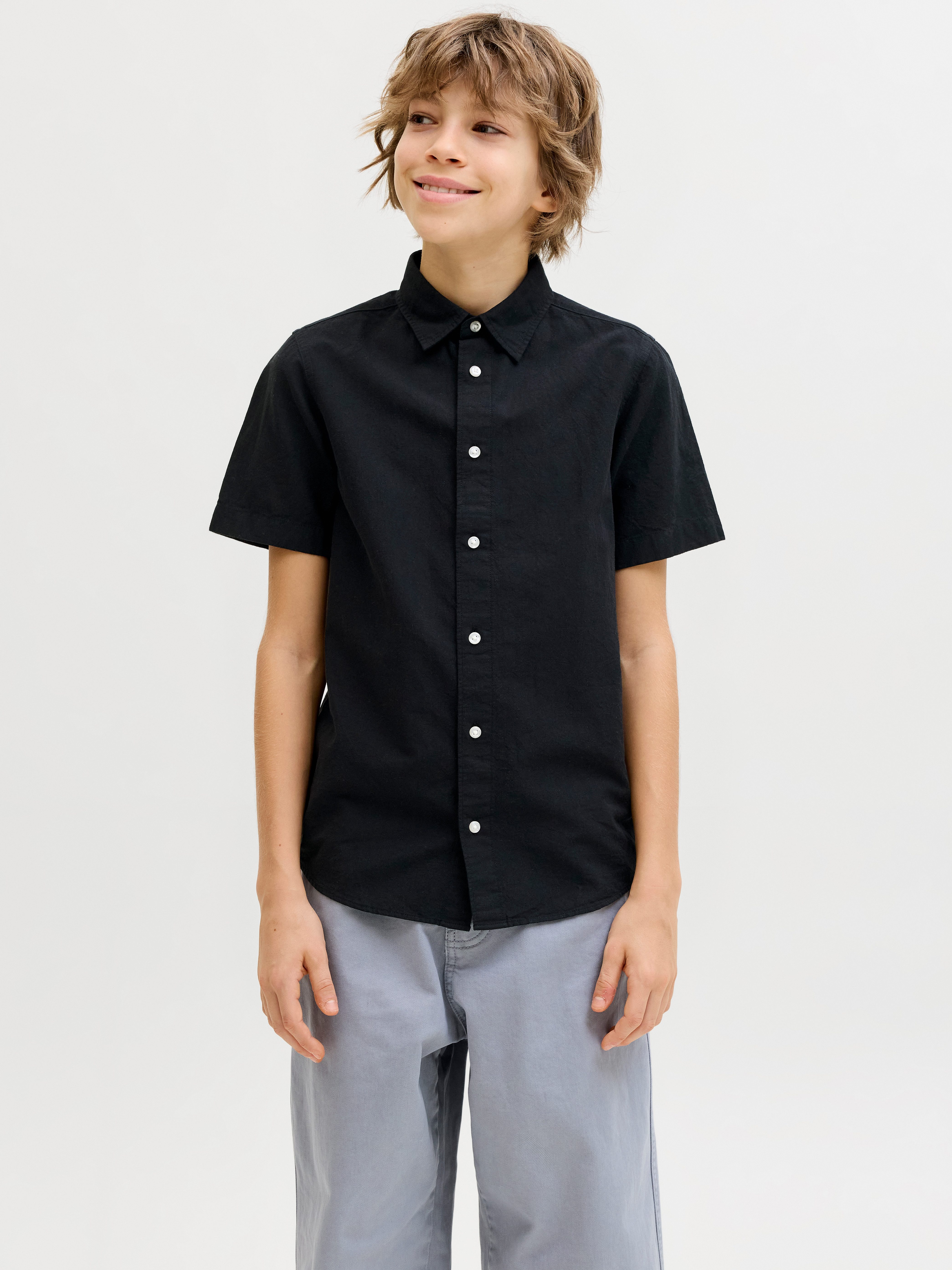 Jack & Jones Junior Kurzarmhemd JJEBREEZE LINEN BLEND SHIRT S/S SN JNR