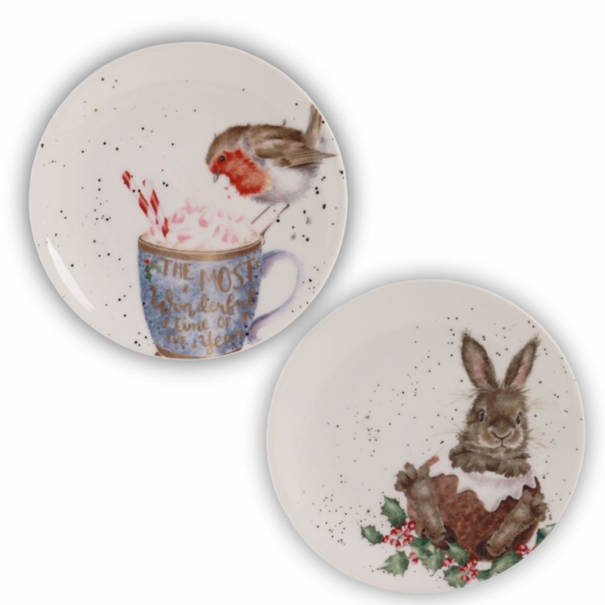Wrendale Десертная тарелка Wrendale Designs Porzellan Dessert-Teller 2er Set Hase + Rotkehlchen