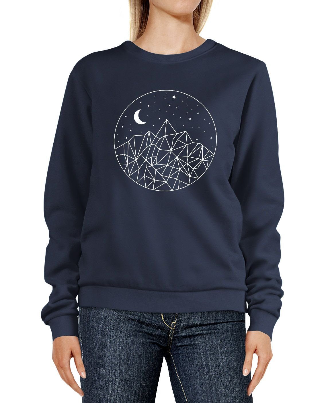 Neverless Sweatshirt Sweatshirt Damen Print Berge und Sterne Polygon Design
