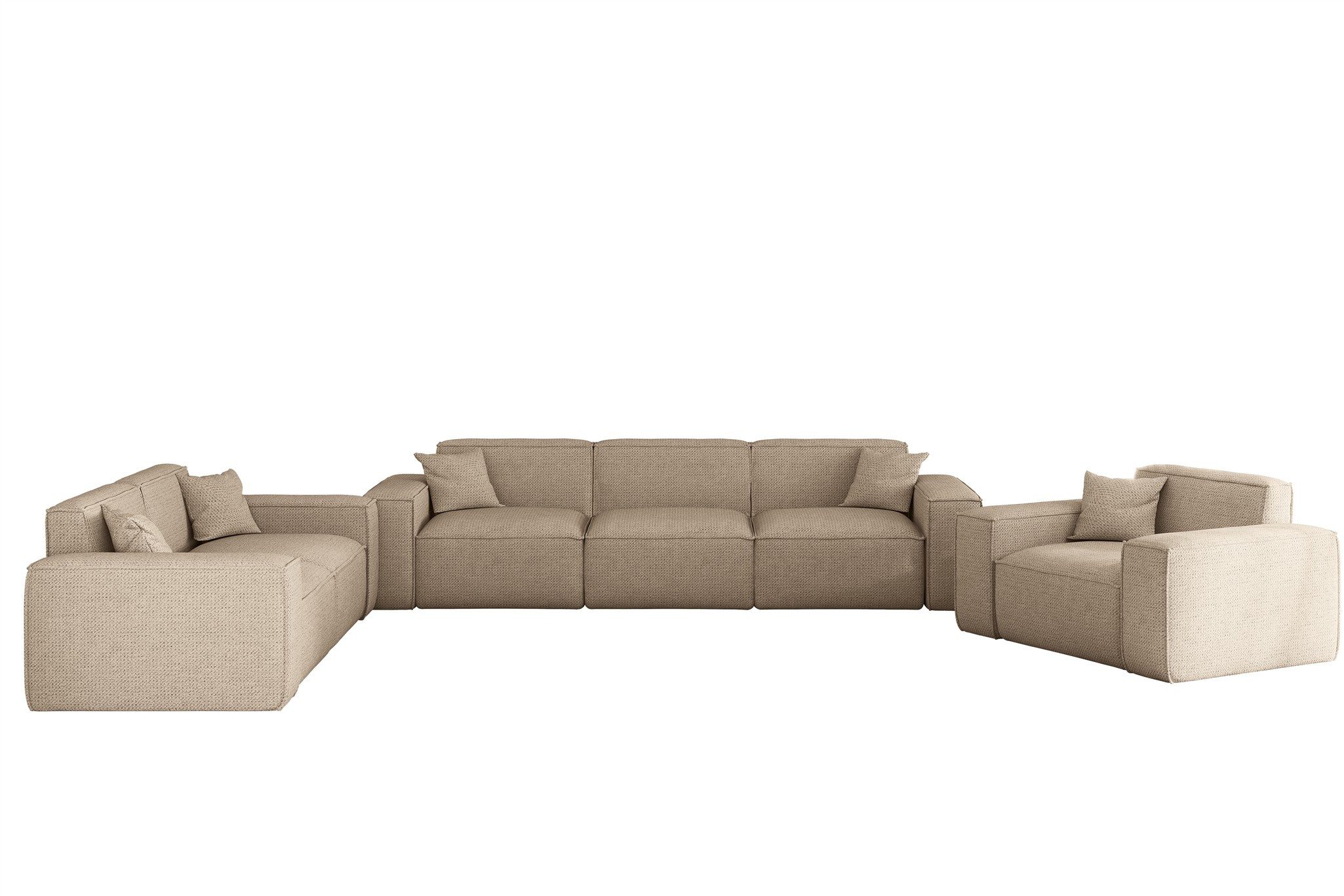 Fun Möbel Polstergarnitur Sofaset Designersofa CELES PREMIUM 3-2-1 in Stoff Artico, (Set), inkl. 5 Zierkissen