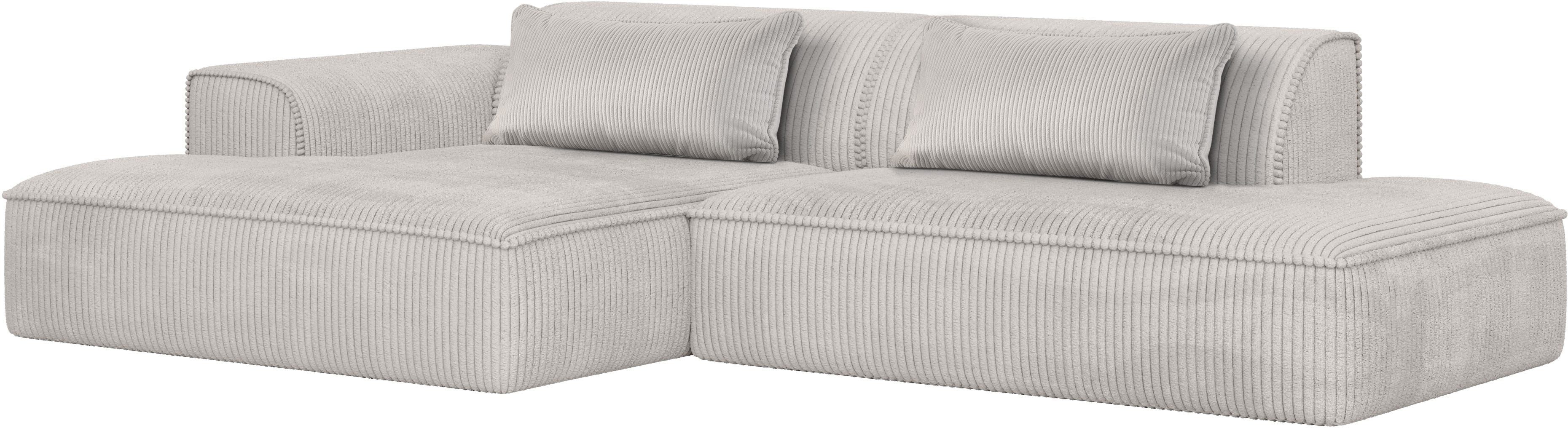exxpo - sofa fashion Ecksofa Billund modernes Designsofa, bequem und elegant, Breite 294cm, L-Form, modern, L-form, Wellenfedern, inklusive 2x Nierenkissen