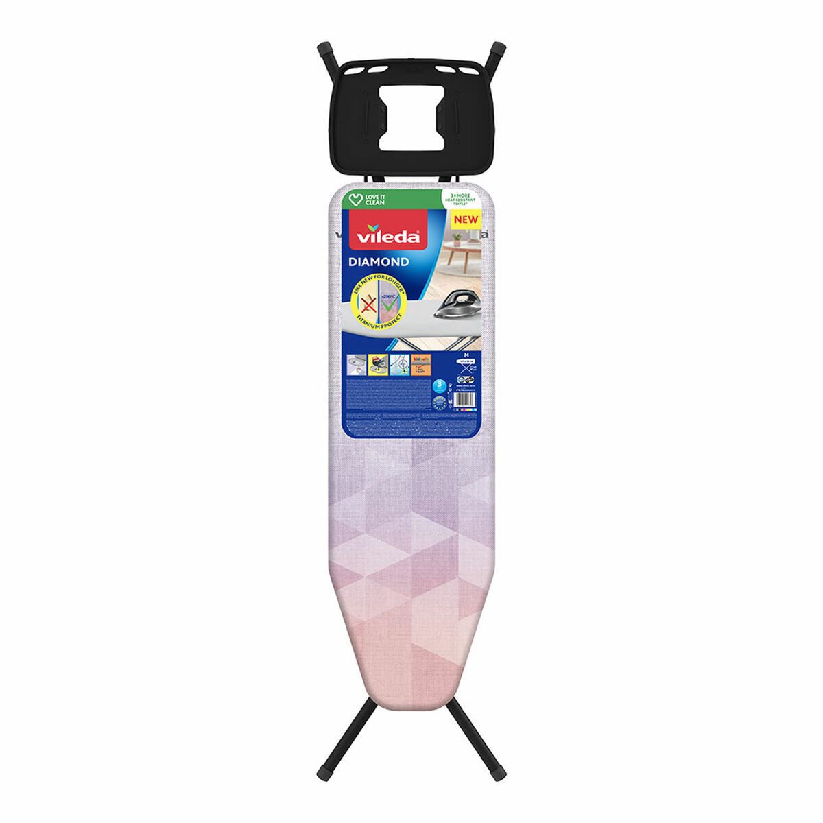Vileda Bügelbrett, Bügelbrett Vileda Diamond 173216 Aluminium Stahl 120 x 38 cm