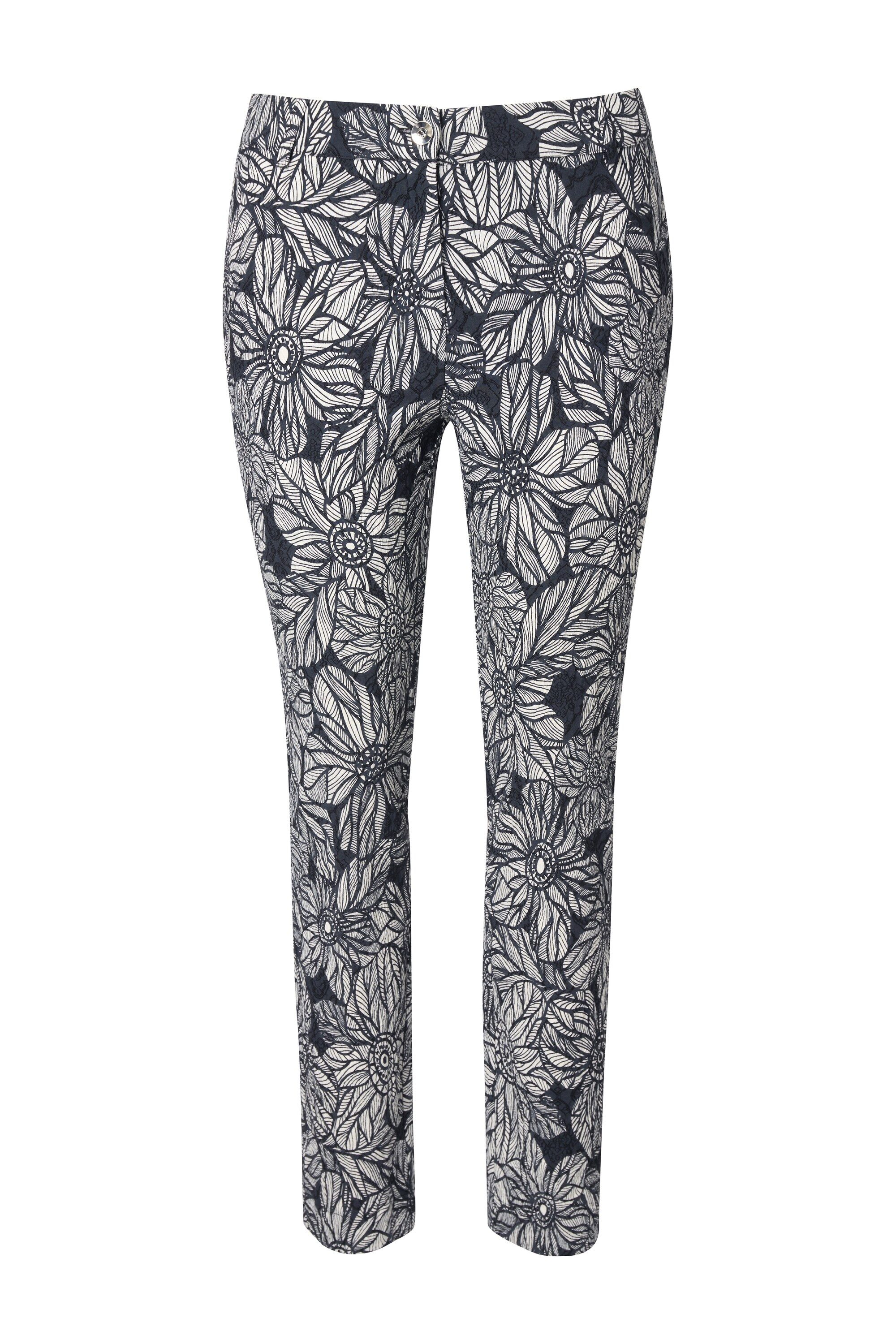 Ulla Popken Funktionshose Hose Sammy Jacquard schmales Bein Elastikbund günstig online kaufen