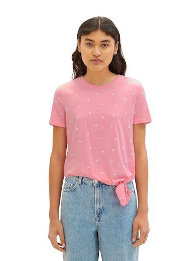 TOM TAILOR Denim T-Shirt Schlaufen für einen Knoten am Bund vorhanden pink gemustert