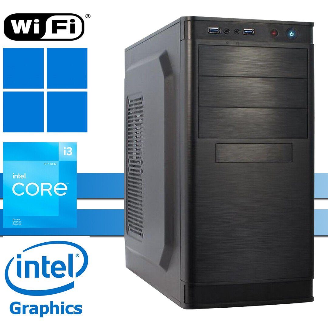 X-HARDWARE X-Power Computer 12100, 32GB RAM, 256GB NVMe SSD + bis zu 4TB HDD Business-PC (Intel Core i3 12100, Intel UHD Graphics 730 (iGPU), 32 GB RAM, 4000 GB HDD, 256 GB SSD, Luftkühlung, Windows 11 Professional, WiFi)