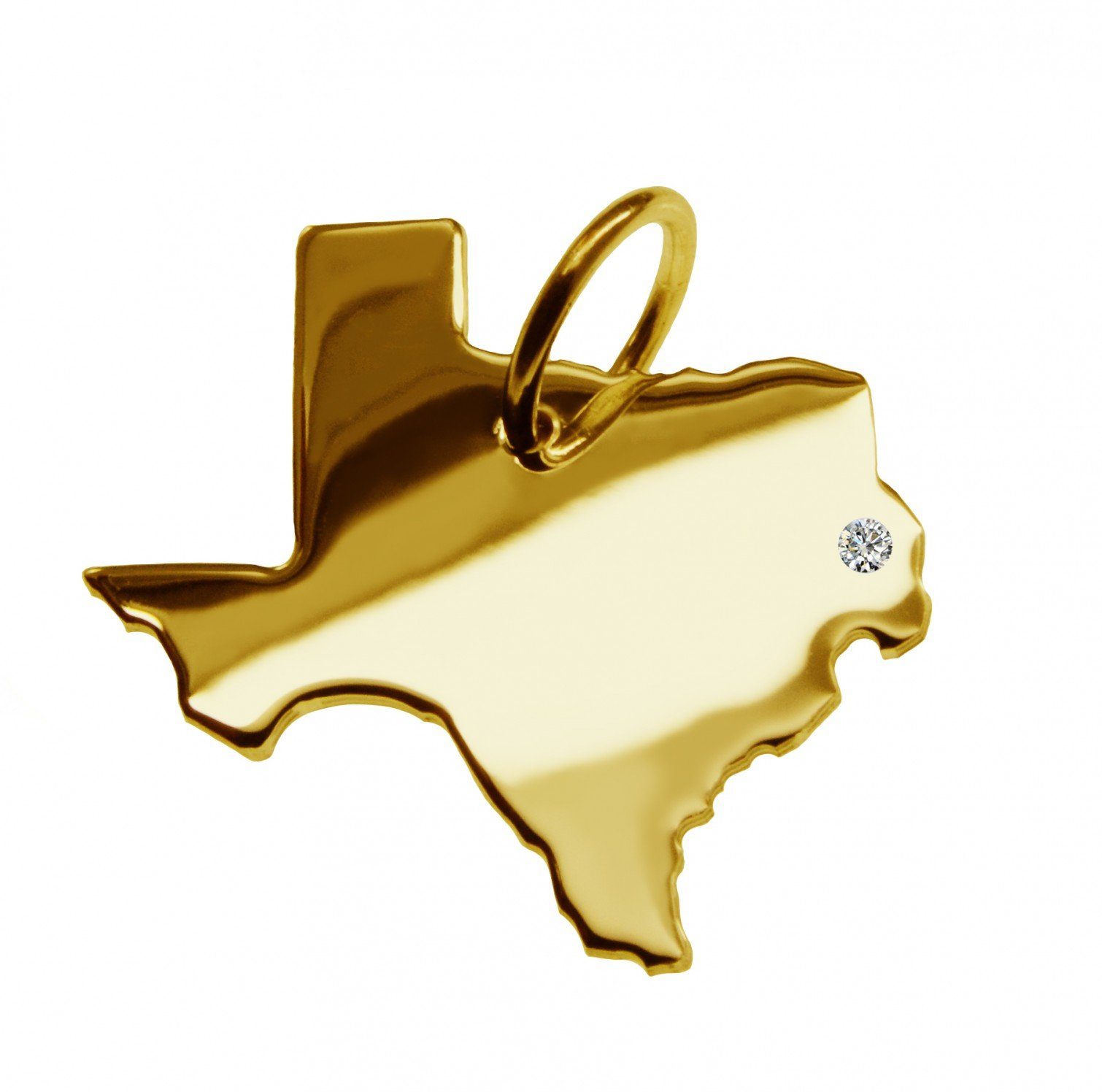 Kettenanhänger Anhänger Texas mit Brillant am Wunschort 585 Gelbgold