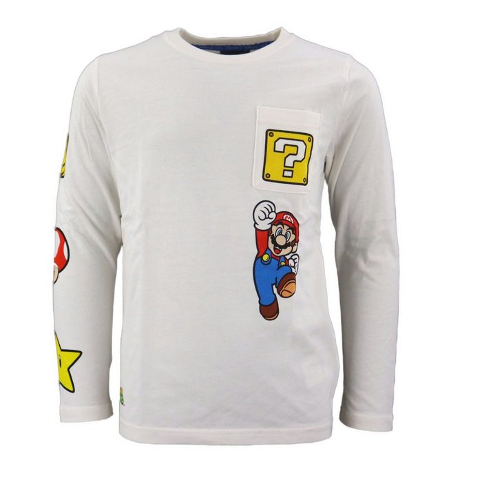 Super Mario Langarmshirt Super Mario Jungen Kinder langarm Shirt Gr. 110 bis 152 Baumwolle