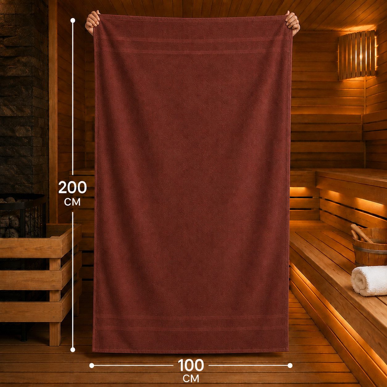 Komfortec Saunatuch 100x200 Extra Große XXL Premium Saunatuch, Unifarben (1-St), extra Große XXL, Schnelltrocknend, Frottee, Weich, Baumwolle – Bild 4 von 5