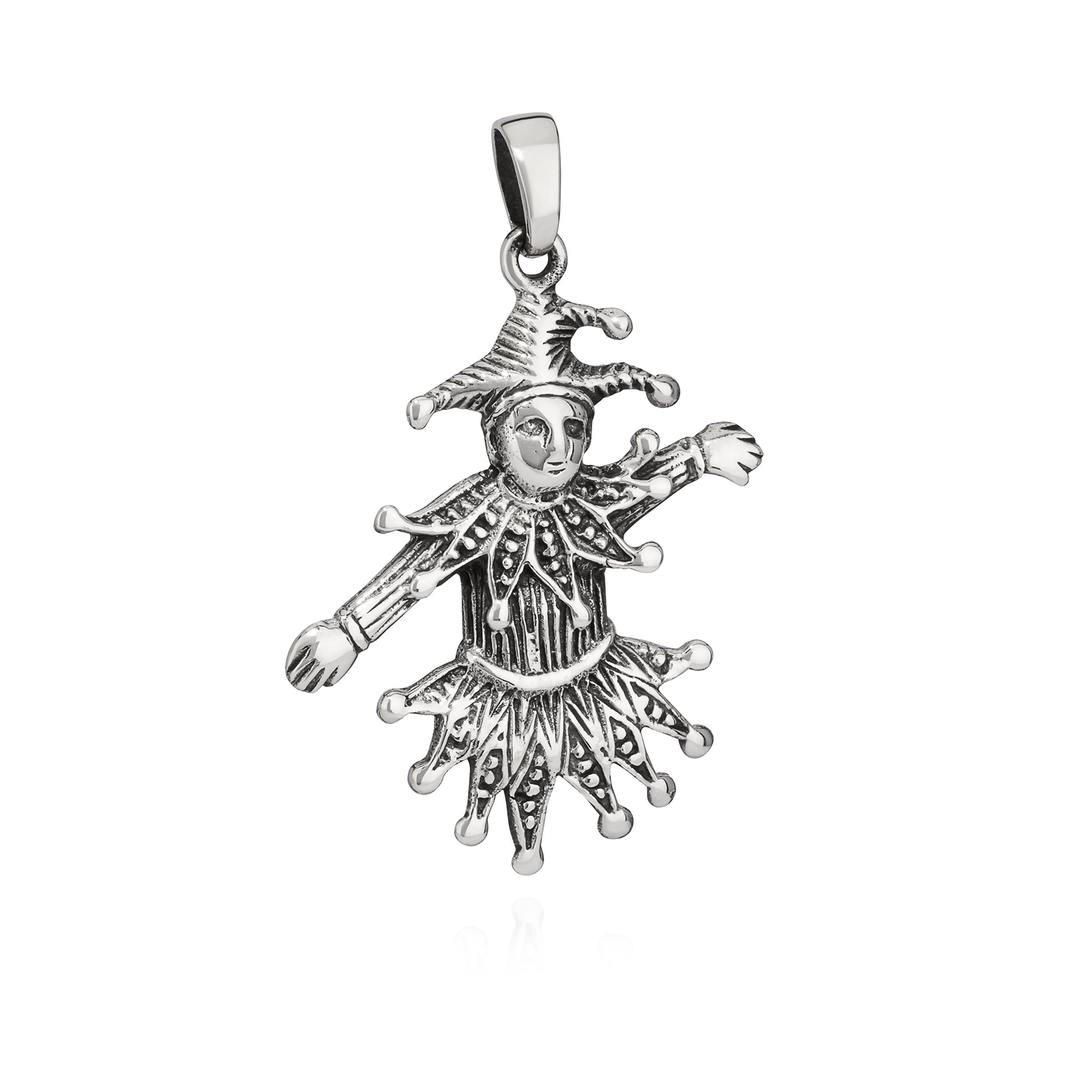 Kettenanhänger Kettenanhänger Hofnarr Clown 925 Silber 30x24mm Si