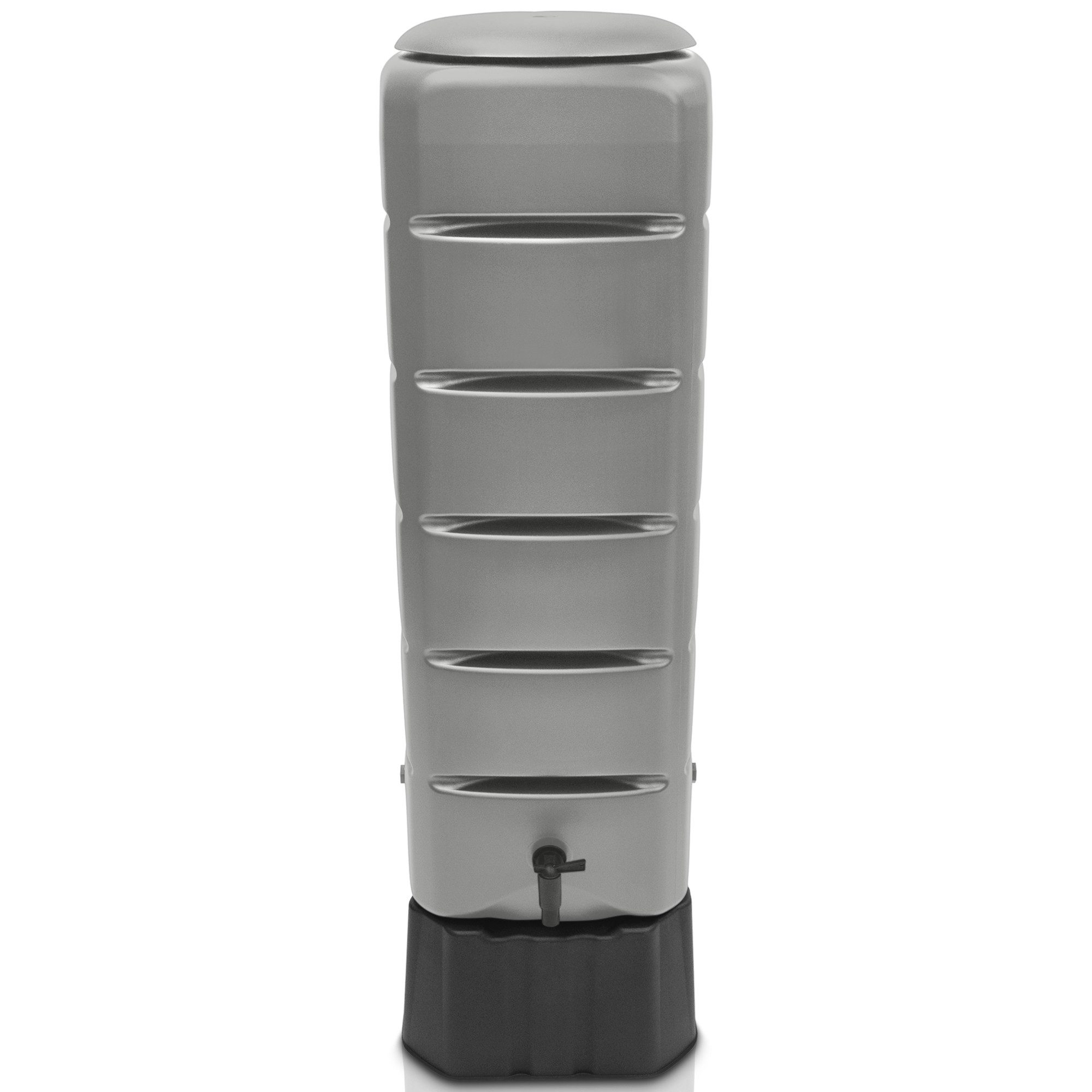 YourCasa Regentonne Regentonne [Tower] 120L mit Standfuss, Deckel & Wasserhahn Regenfass, 120 Liter, Eckig und Schmal, inkl. Sockel 39,6 x 118,6 cm