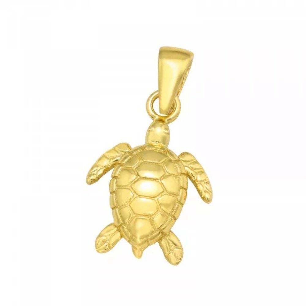 ALEXANDER YORK Kettenanhänger SCHILDKRÖTE in Silber Gold, Sterling 925