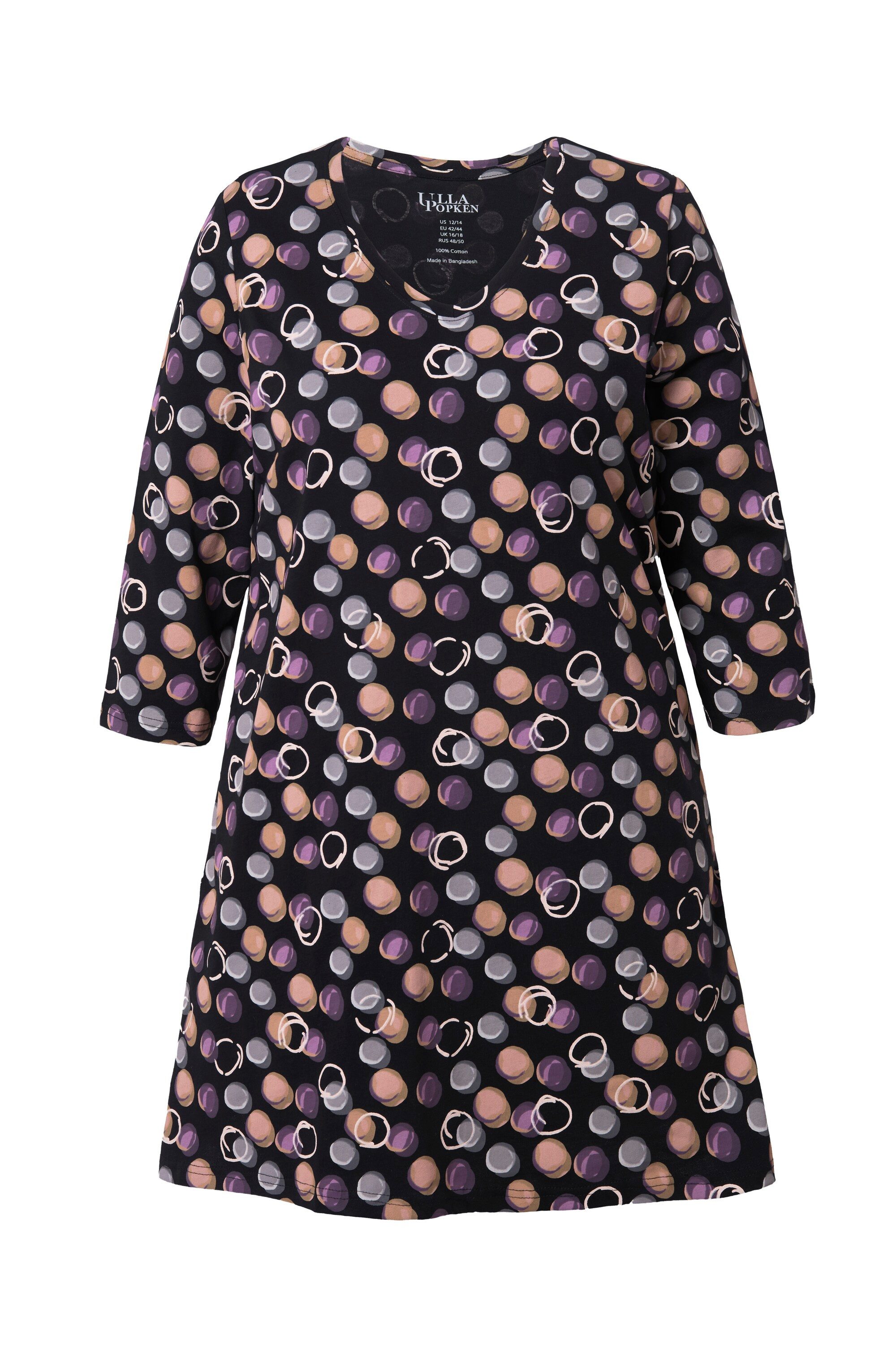 Ulla Popken Longshirt Longshirt Punkte A-Linie V-Ausschnitt 3/4-Arm günstig online kaufen