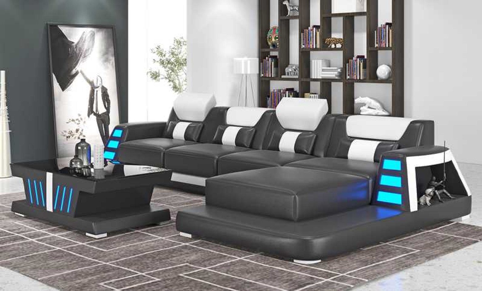 JVmoebel Ecksofa Luxus Ecksofa L Form Couch Sofa Moderne Eckgarnitur, 3 Teile, Made in Europe Schwarz
