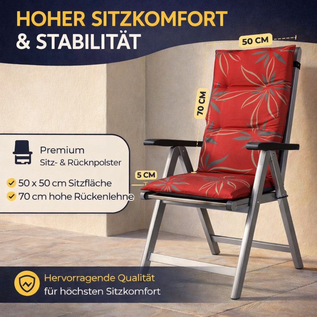 Waidmeister Hochlehnerauflage Hochlehner Auflage Naxos für Gartenstühle, (1 St)