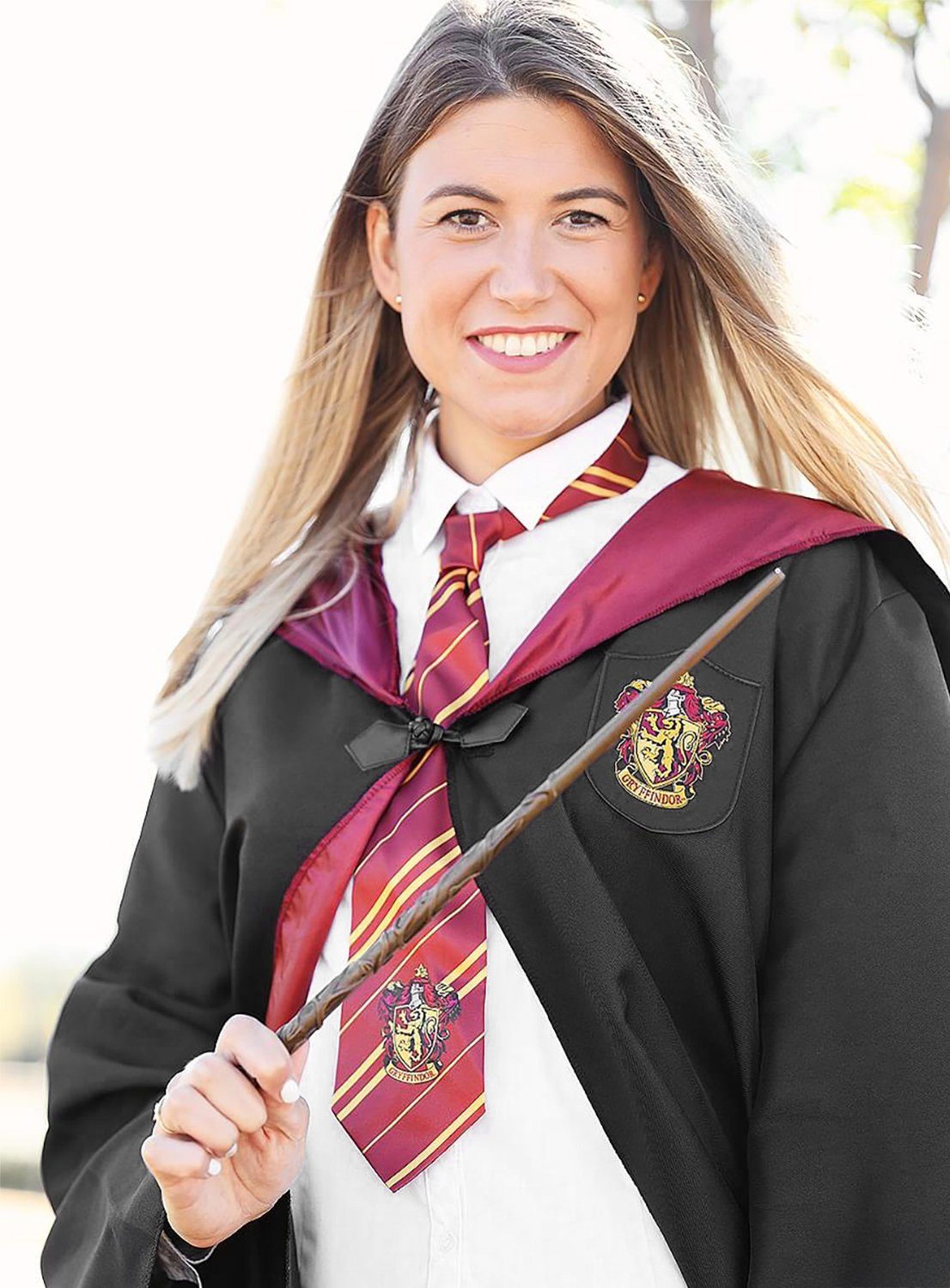 Funidelia Zauberer-Kostüm Harry Potter – Gryffindor Krawatte, Glänzende Krawatte mit dem Logo und den Farben des Hauses Gryffindor