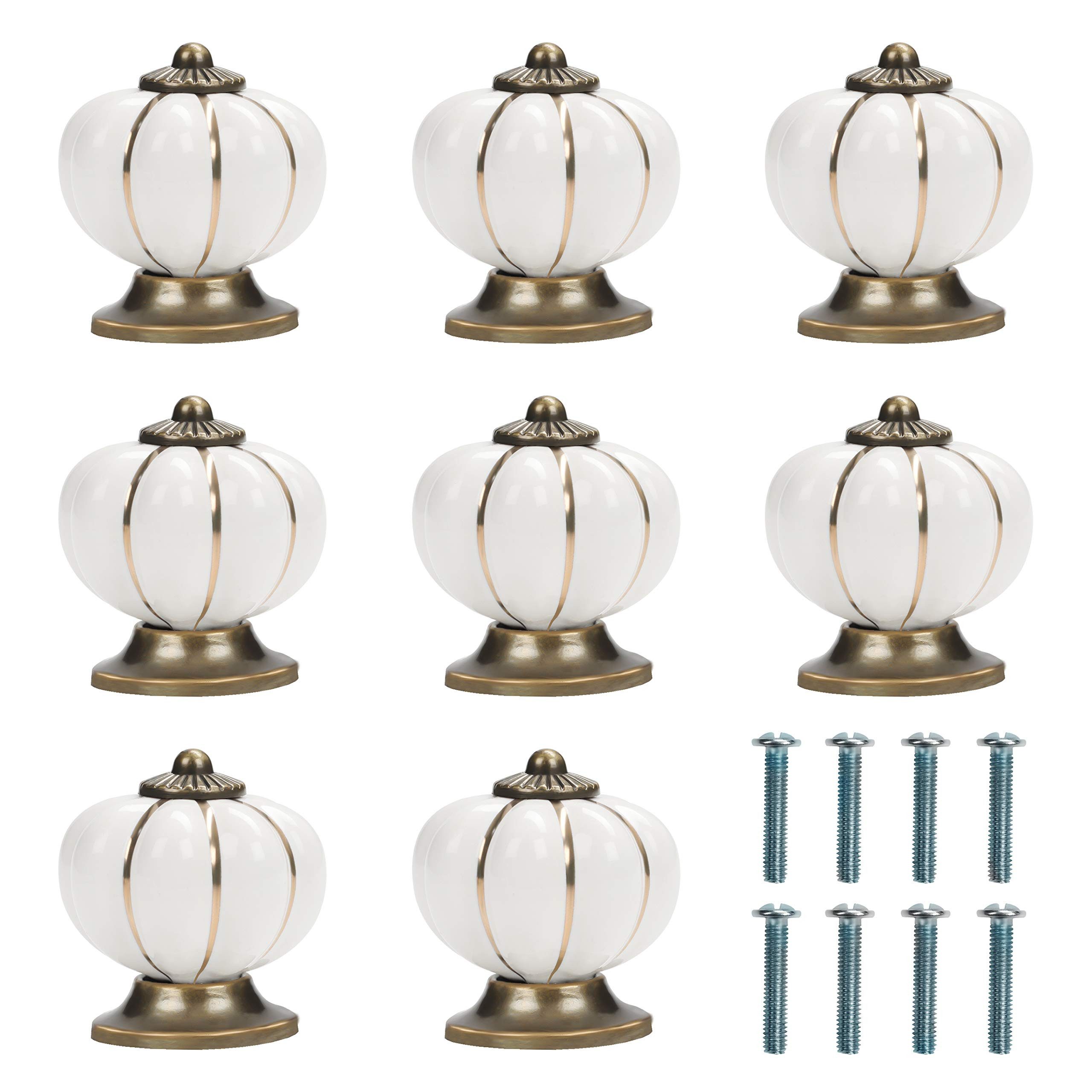 Kurtzy Haltegriff Vintage Weiße und Goldene Schrankgriffe - 8er-Pack