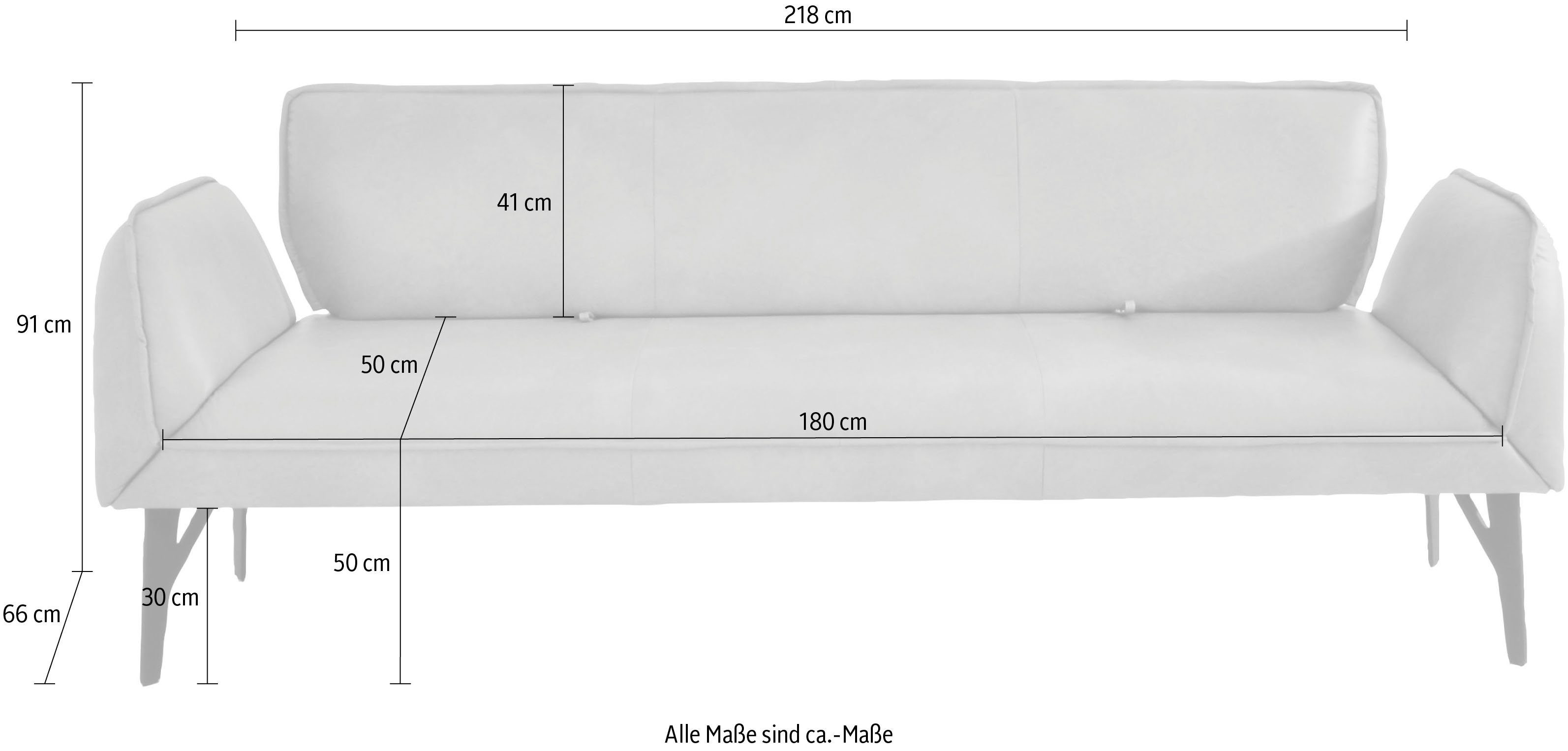 Komfort 218 cm mit wahlweise K+W Breite Drive, & Wohnen 238 oder in Seitenteilverstellung, Polsterbank