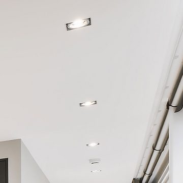 etc-shop LED Einbaustrahler, LED-Leuchtmittel fest verbaut, Warmweiß, Einbaustrahler Badezimmerleuchte Einbaulampe LED Alu gebürstet 3x