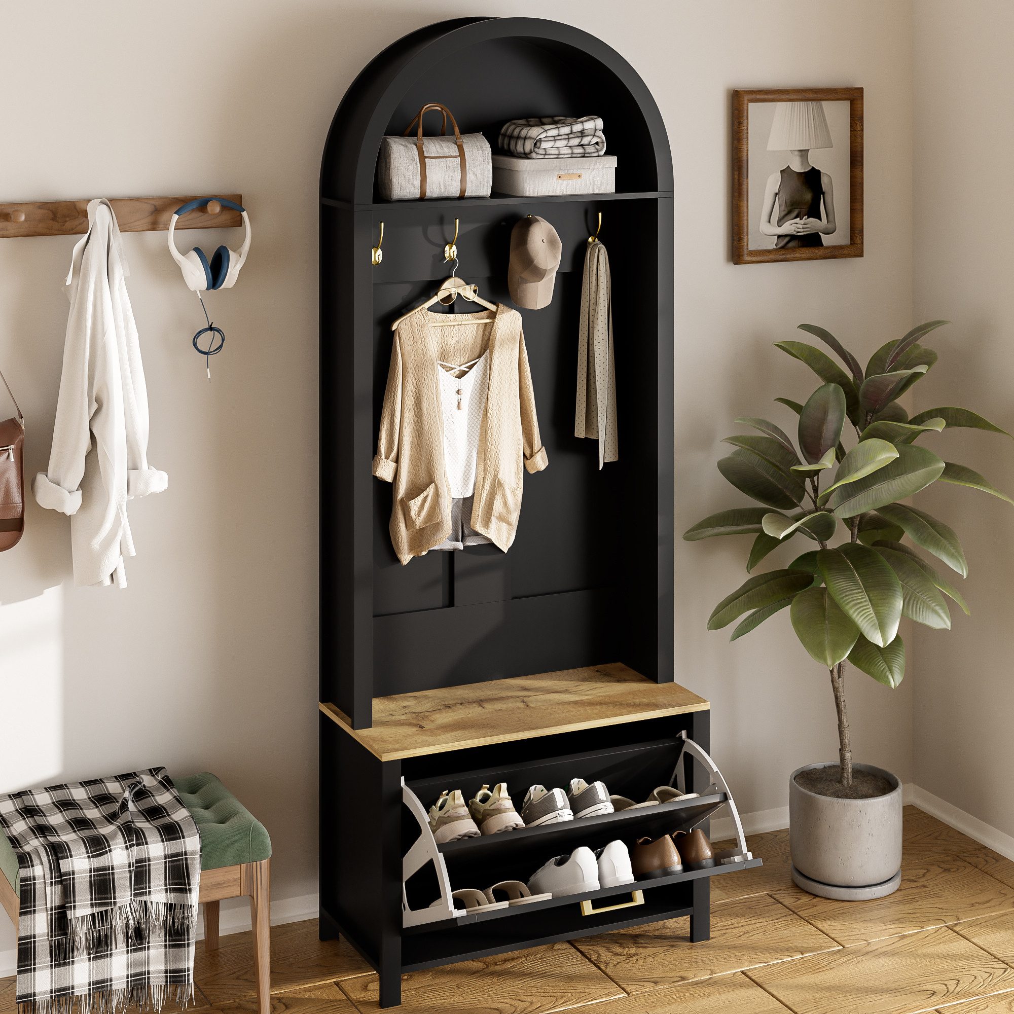 HAUSS SPOLE Garderoben-Set mit Schuhregal,Flurgarderobe Garderobenschrank m günstig online kaufen