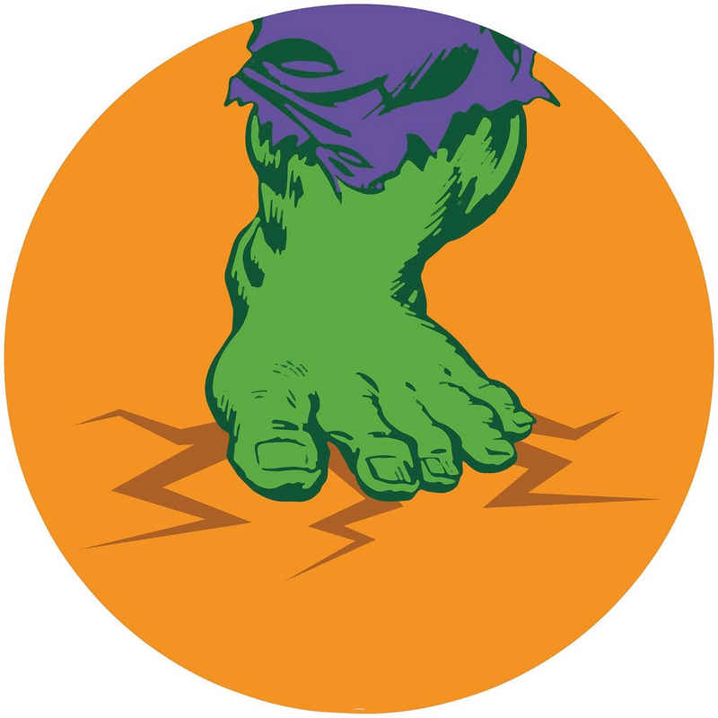 Komar Fototapete Avengers Hulk's Foot Pop Art, 125x125 cm (Breite x Höhe), rund und selbstklebend