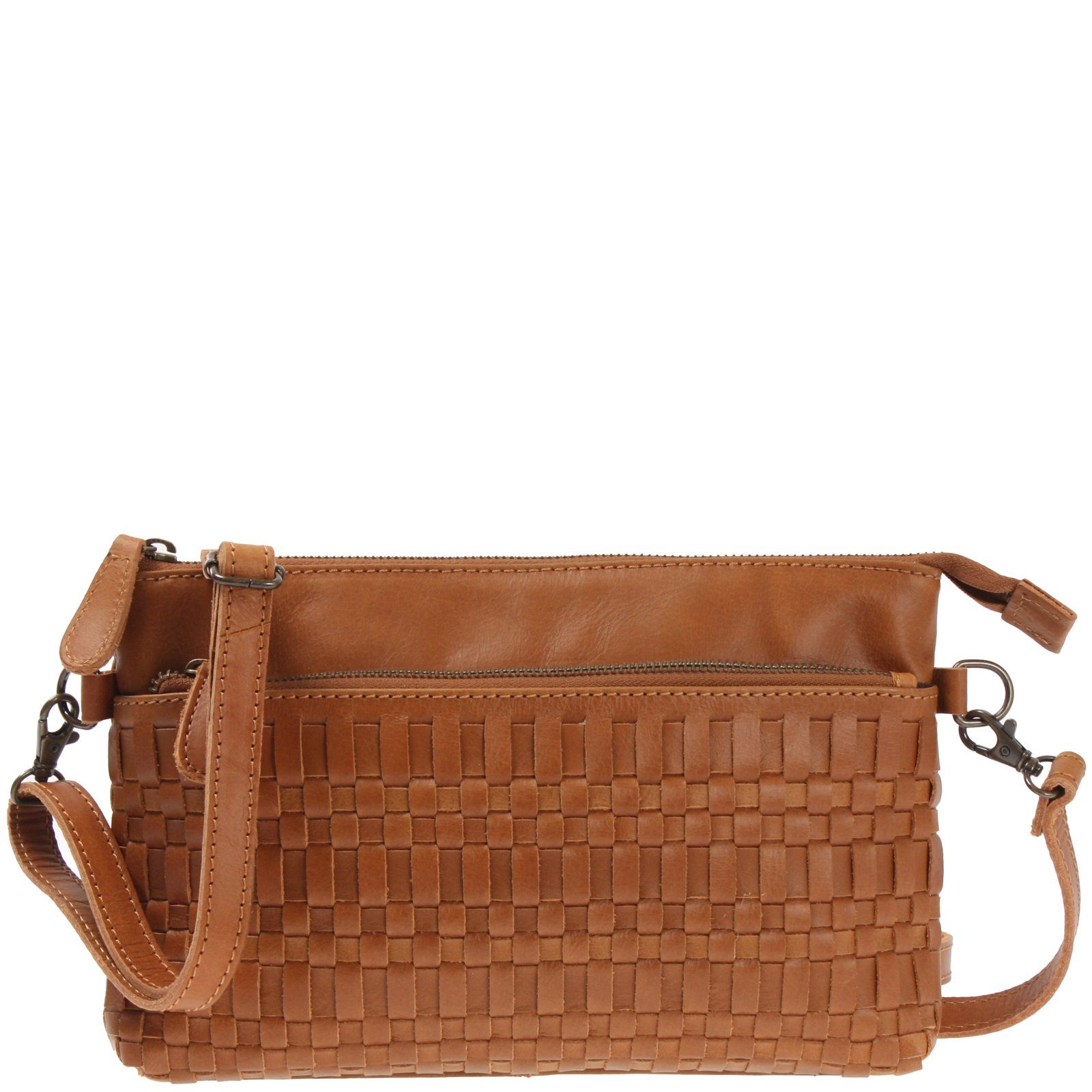 LECONI Umhängetasche kleine Schultertasche Abendtasche Damentasche Clutch echt Leder LE3081, geflochtenes Leder - Clutch & Crossbody tragbar - 27×17×4 cm