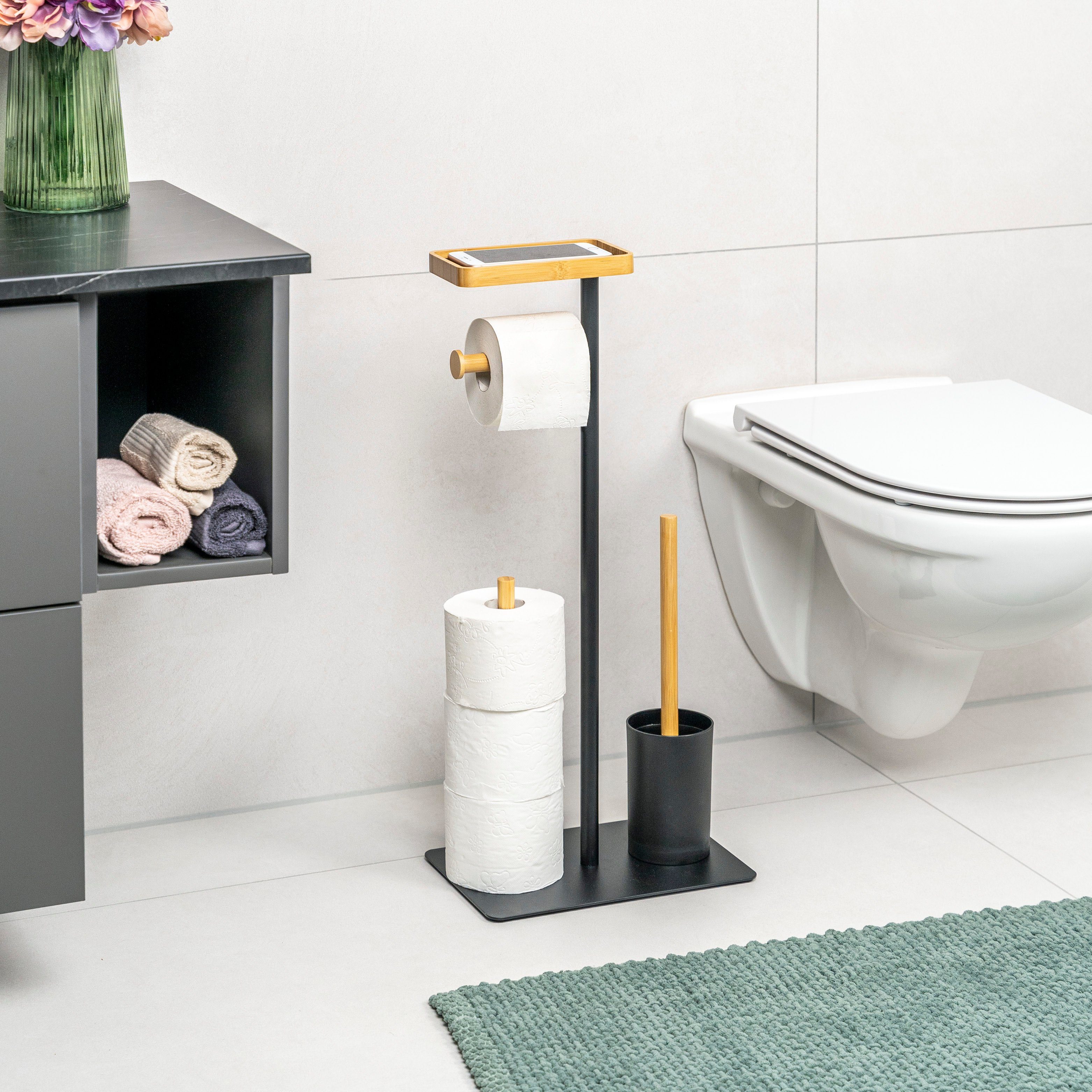eluno WC-Garnitur Stand-WC-Garnitur 4in1, WC-Bürste, (Ersatz)Rollenhalter, günstig online kaufen